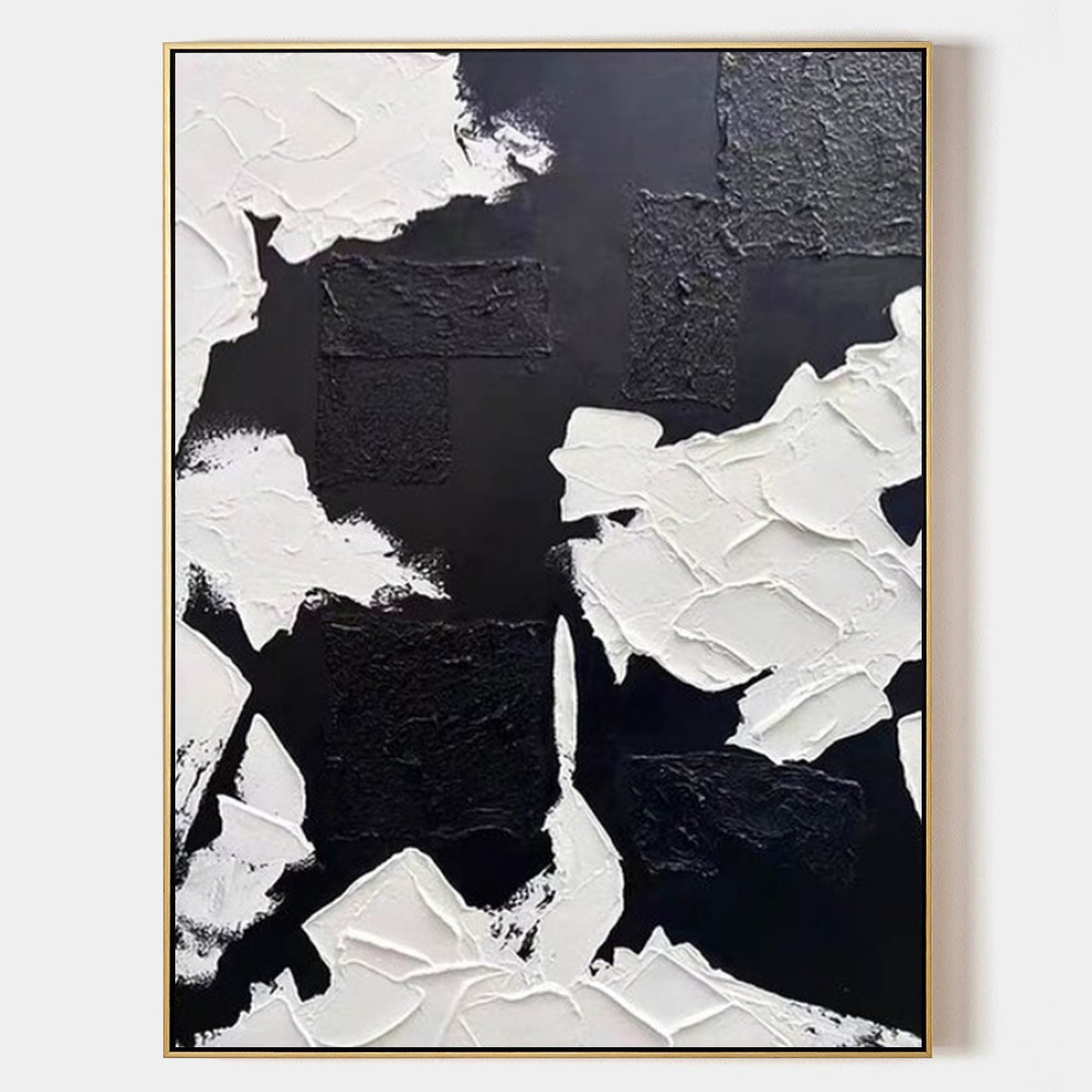 Wall Art Black White Irregular Block Abstract