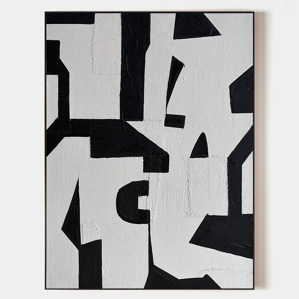 Black White Geometric Abstract Painting