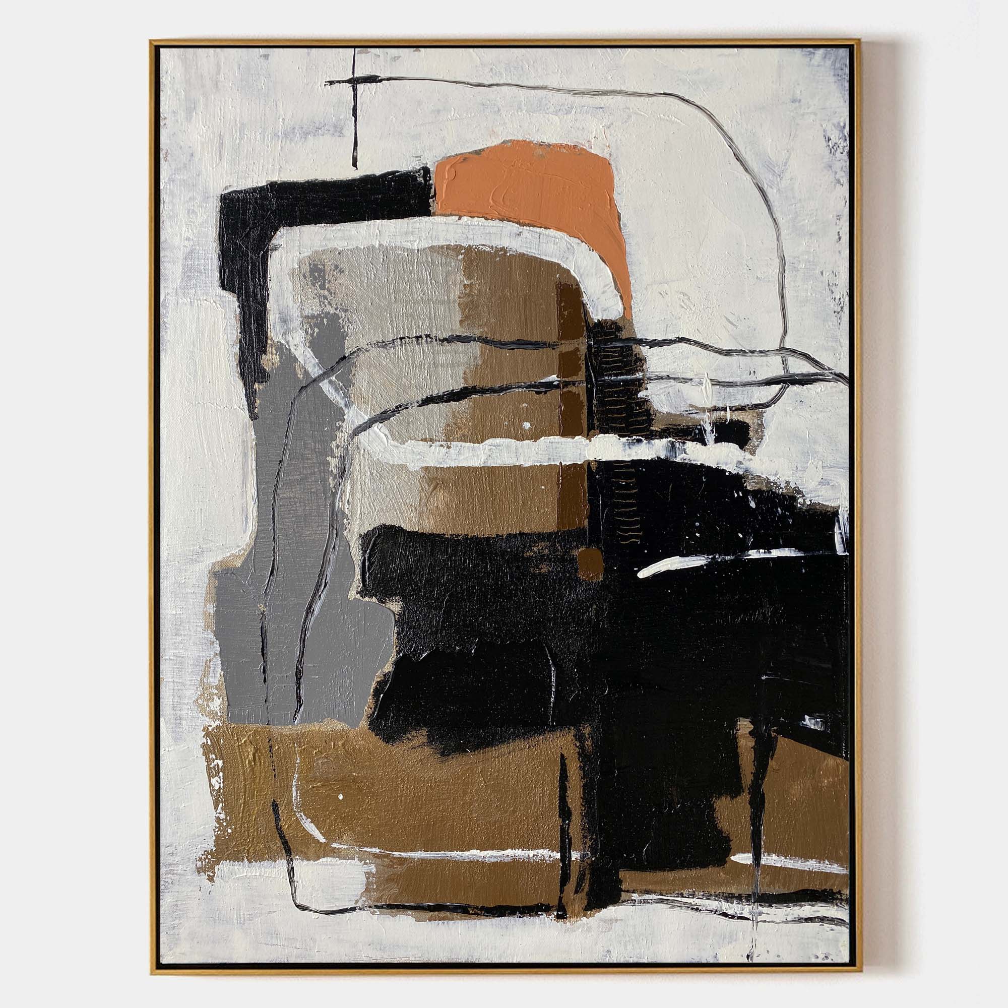 Black And Brown Abstract Painting ABAV185 - Neutralighting