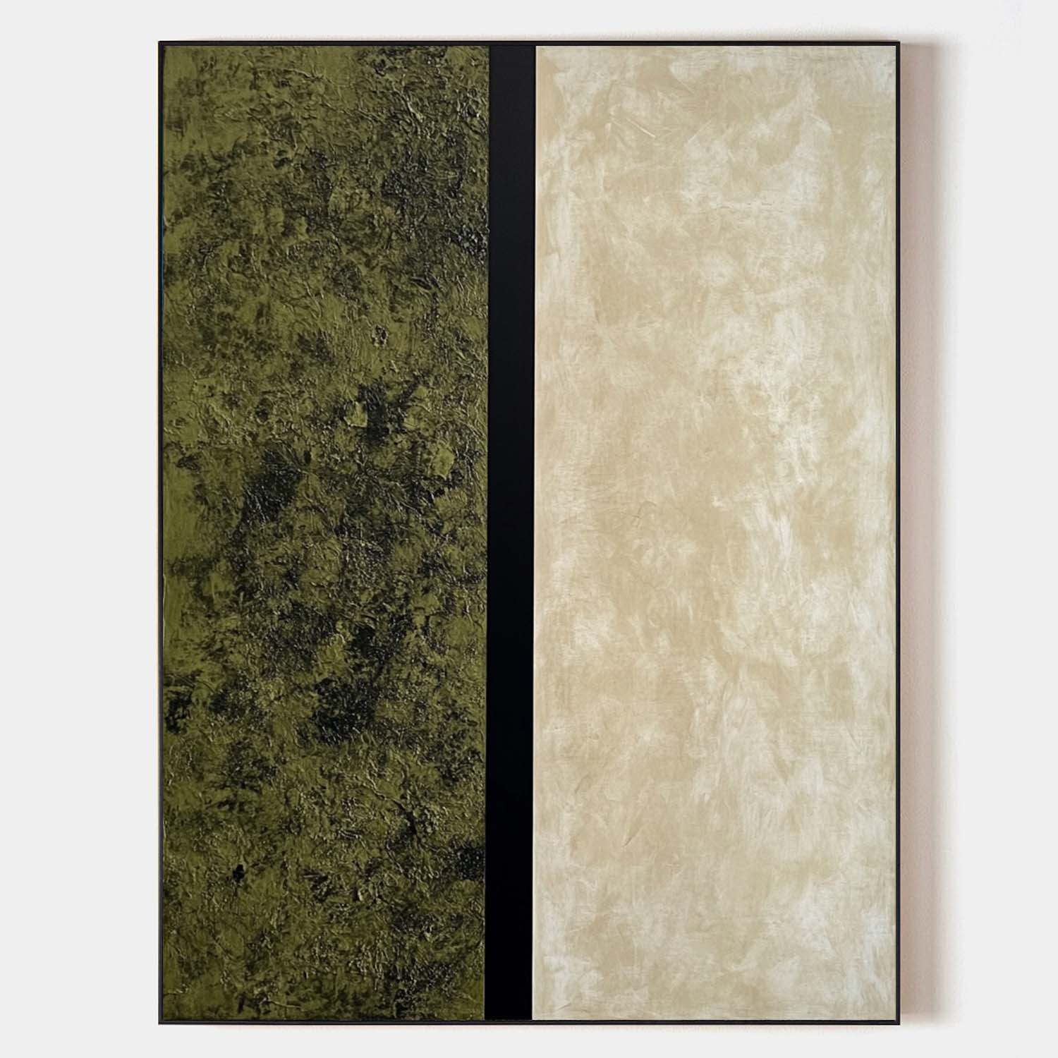 Olive Green Beige Minimalist Abstract Painting