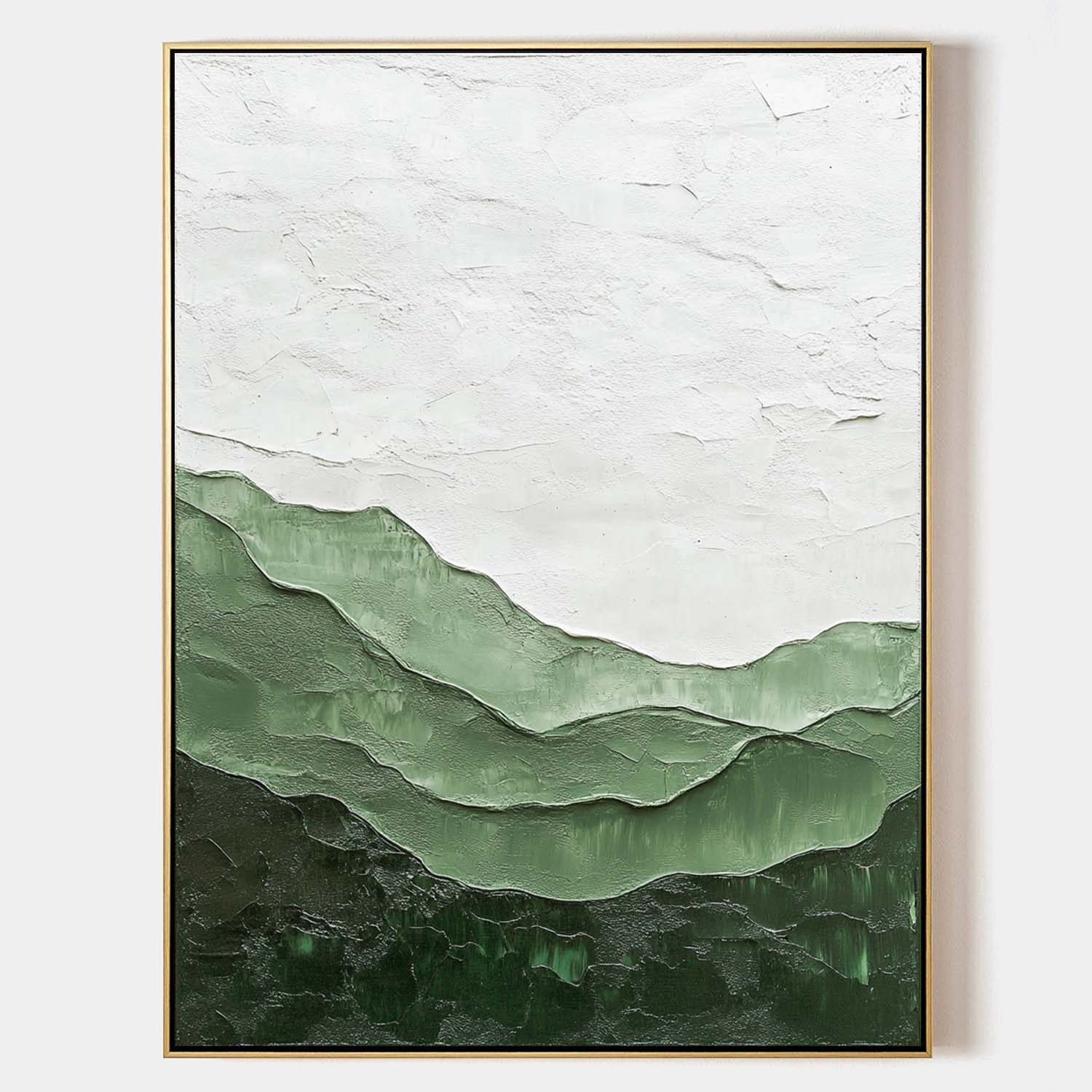 Vertical Layered Sage Mountain Textured Canvas