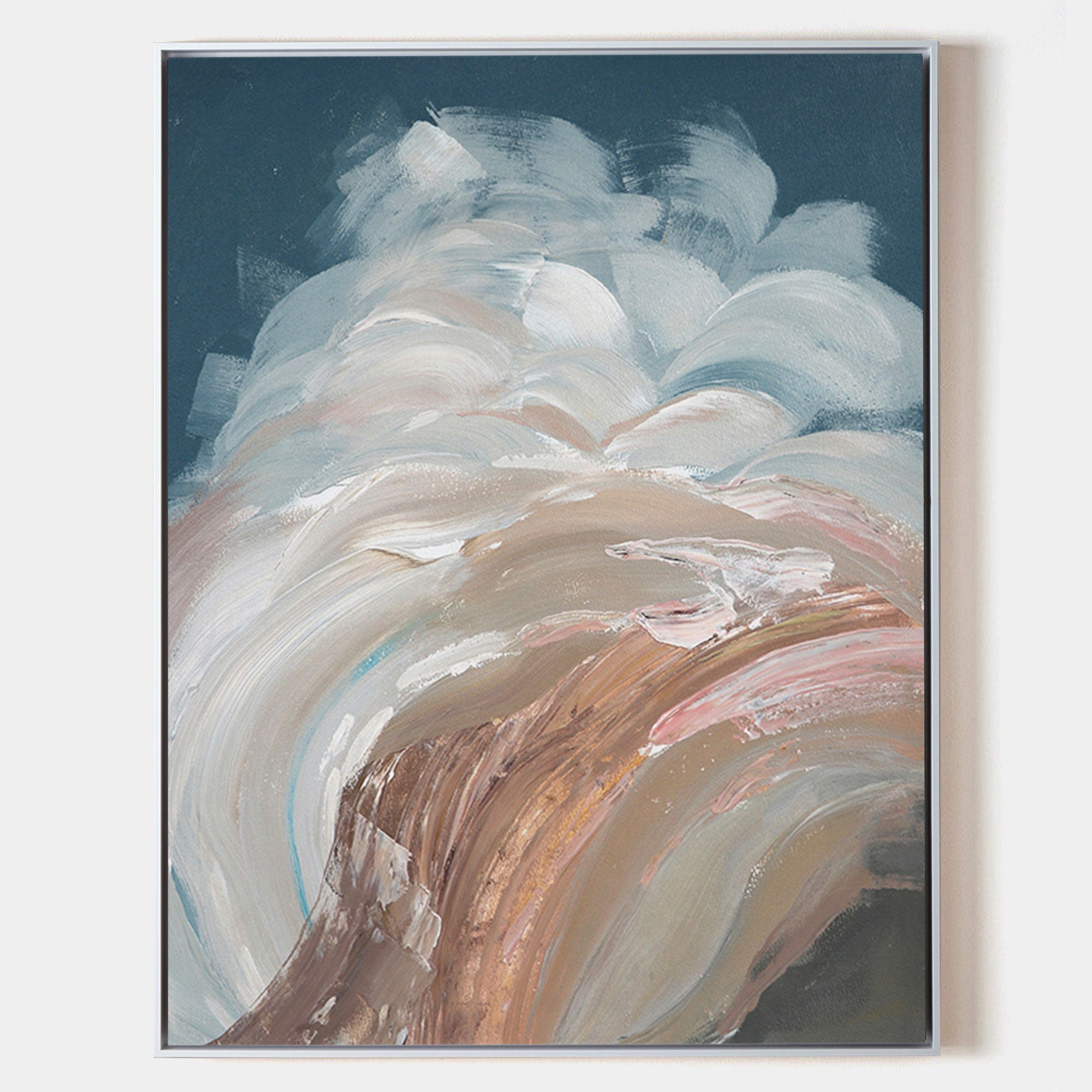 Abstract Coastal Waves Textured Canvas Wall Art