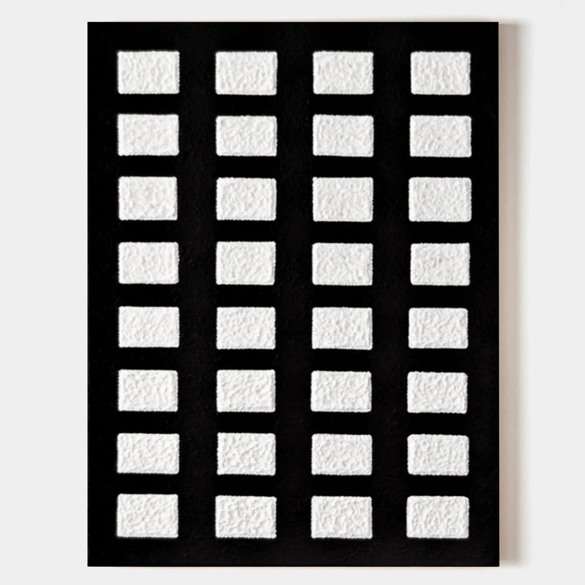 Black And White Grid Textured Wall Art