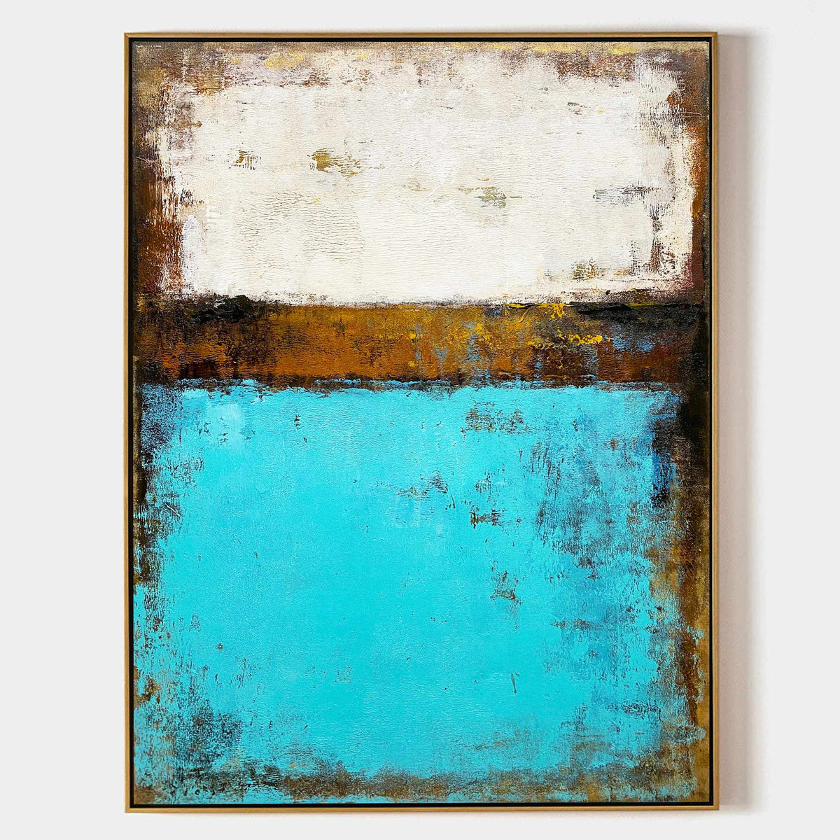 Vintage Color‑Block Abstract Hand‑Painted Thick Textured Artwork