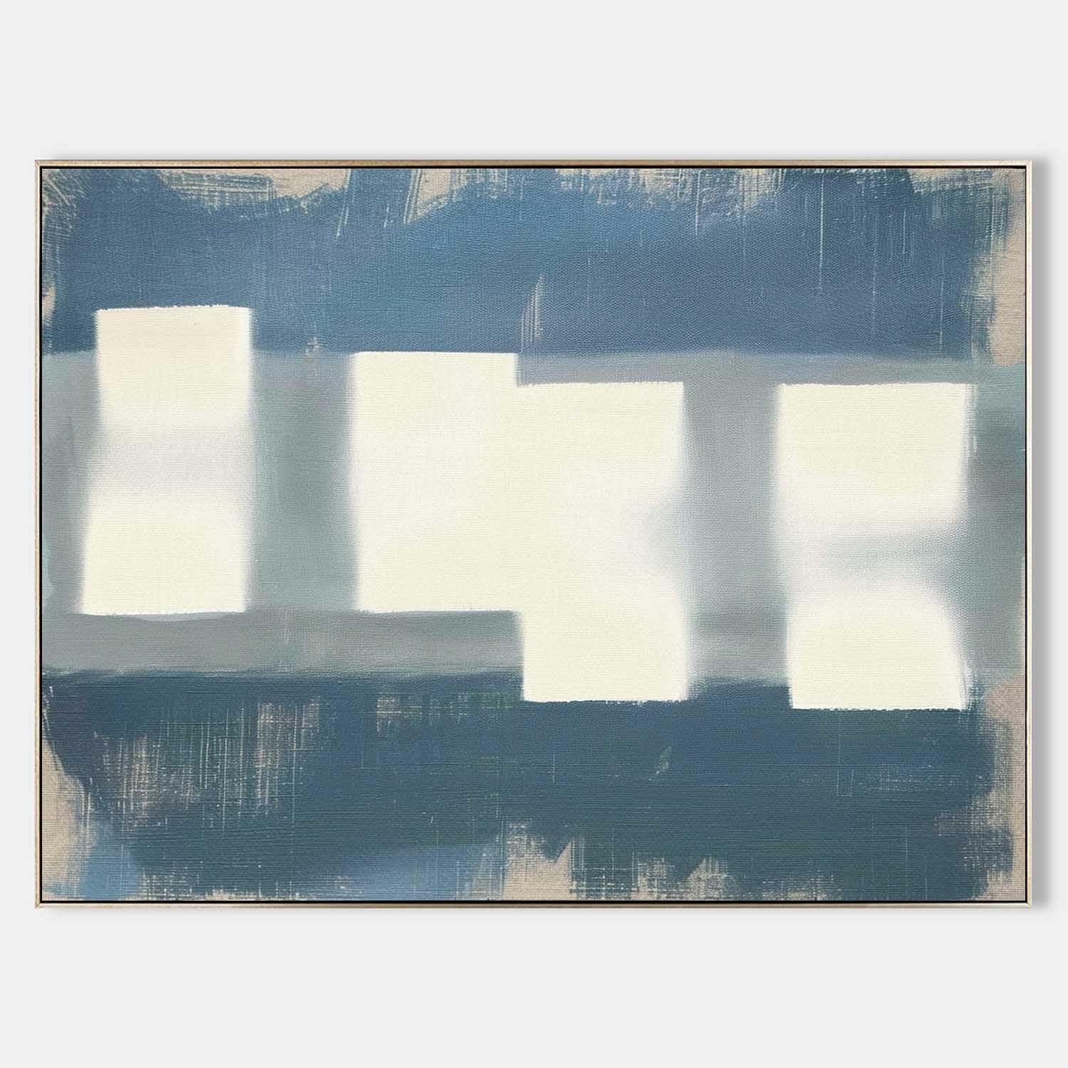 Wall Art Layered Blue Subtle White Abstract