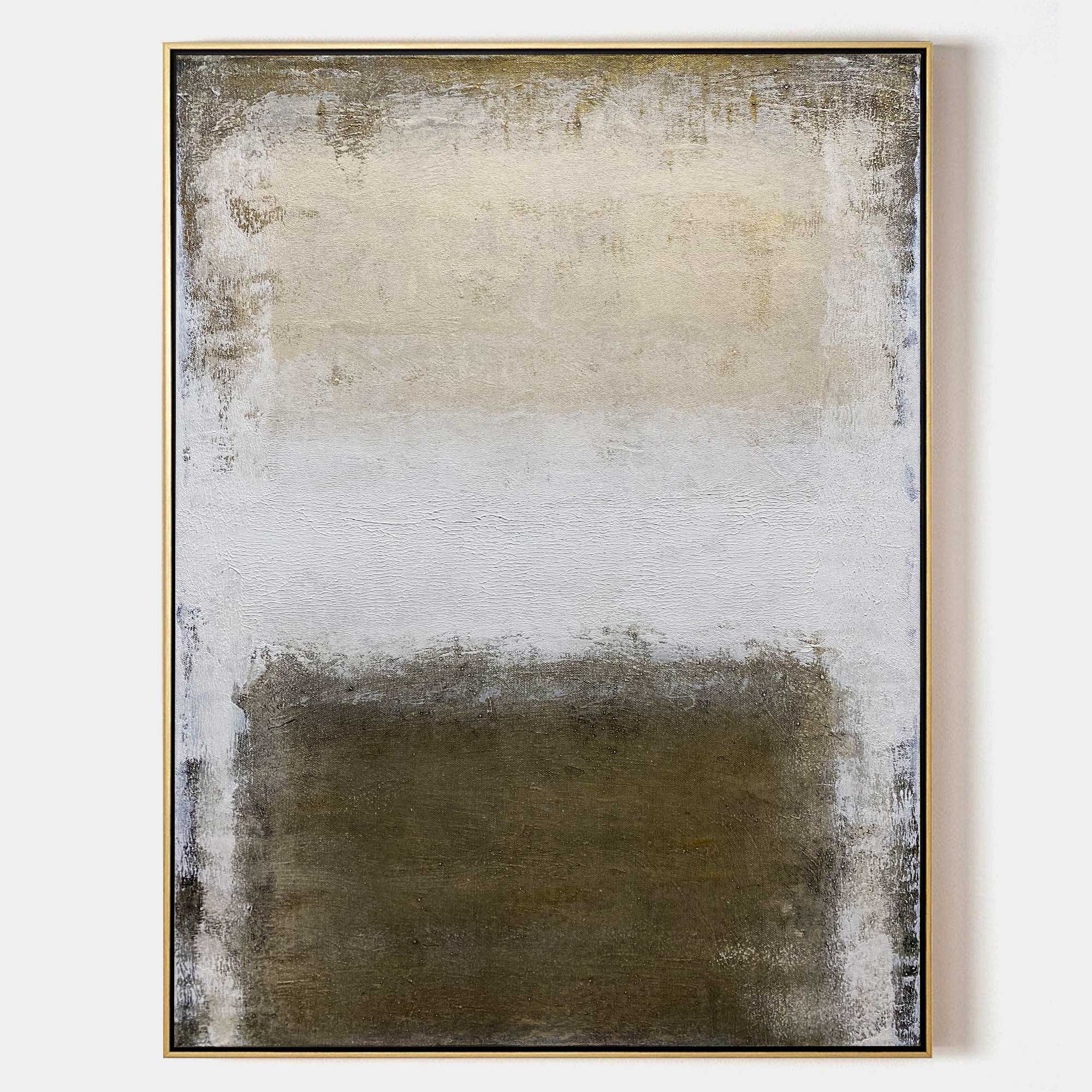 Olive‑Beige Vertical Gradient‑Block Impasto Textured Artwork