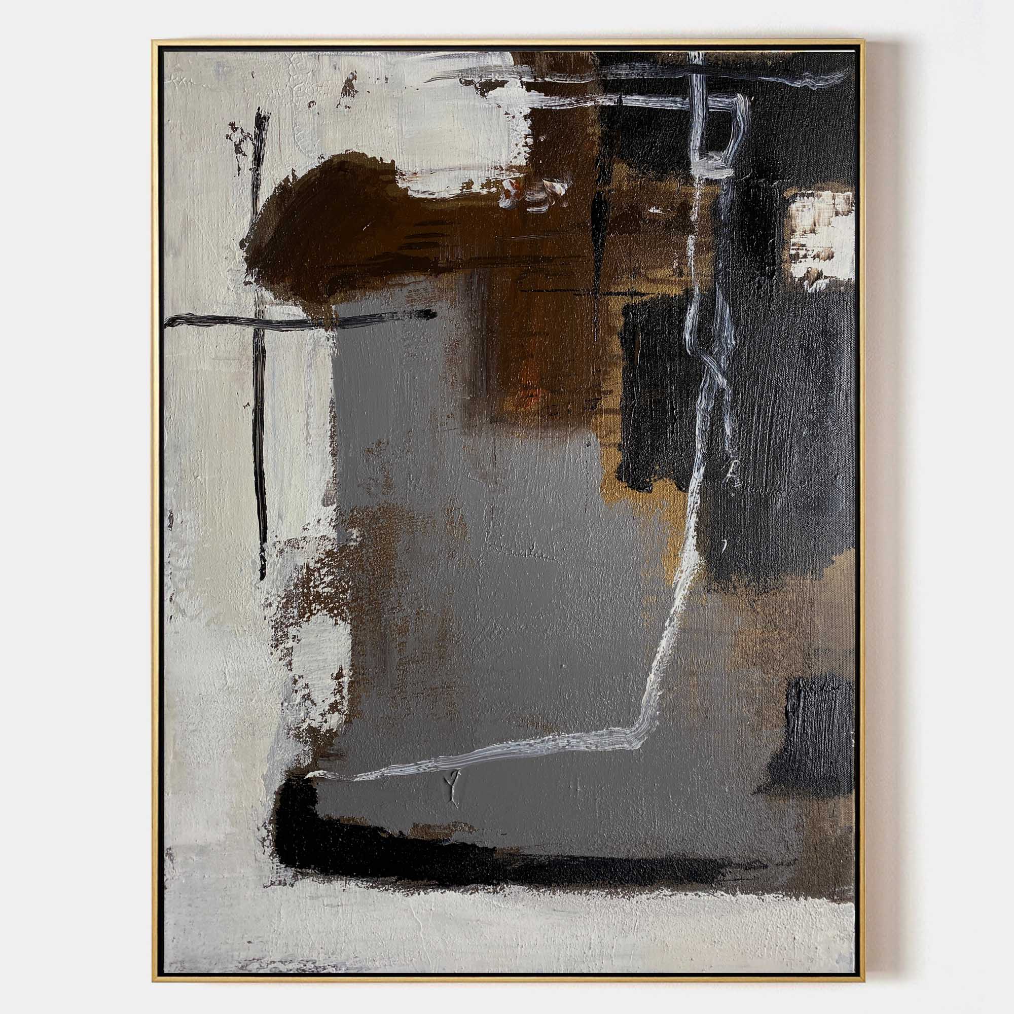 Black And Brown Abstract Painting ABAV191 - Neutralighting