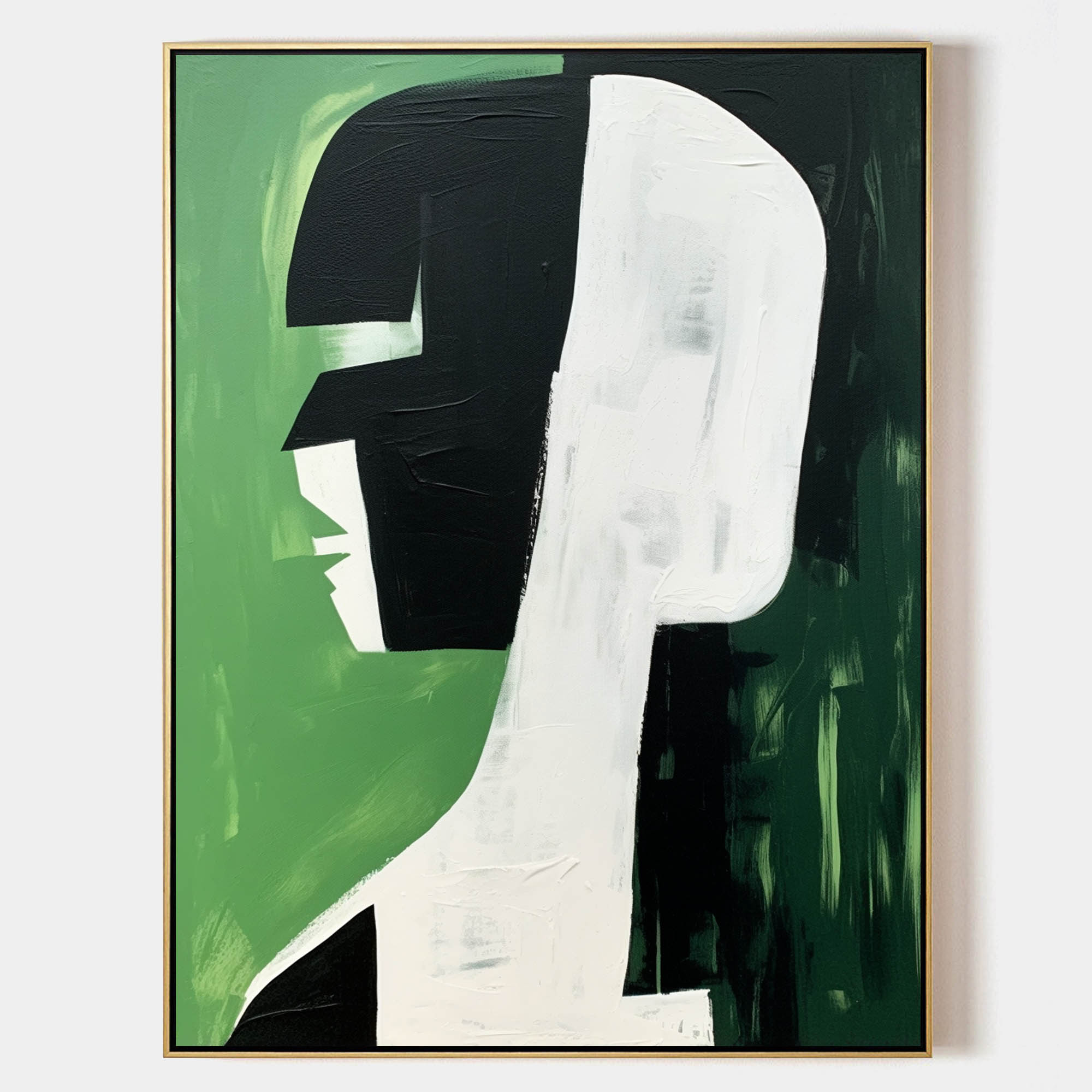 Wall Art Sage Green Black Abstract Woman