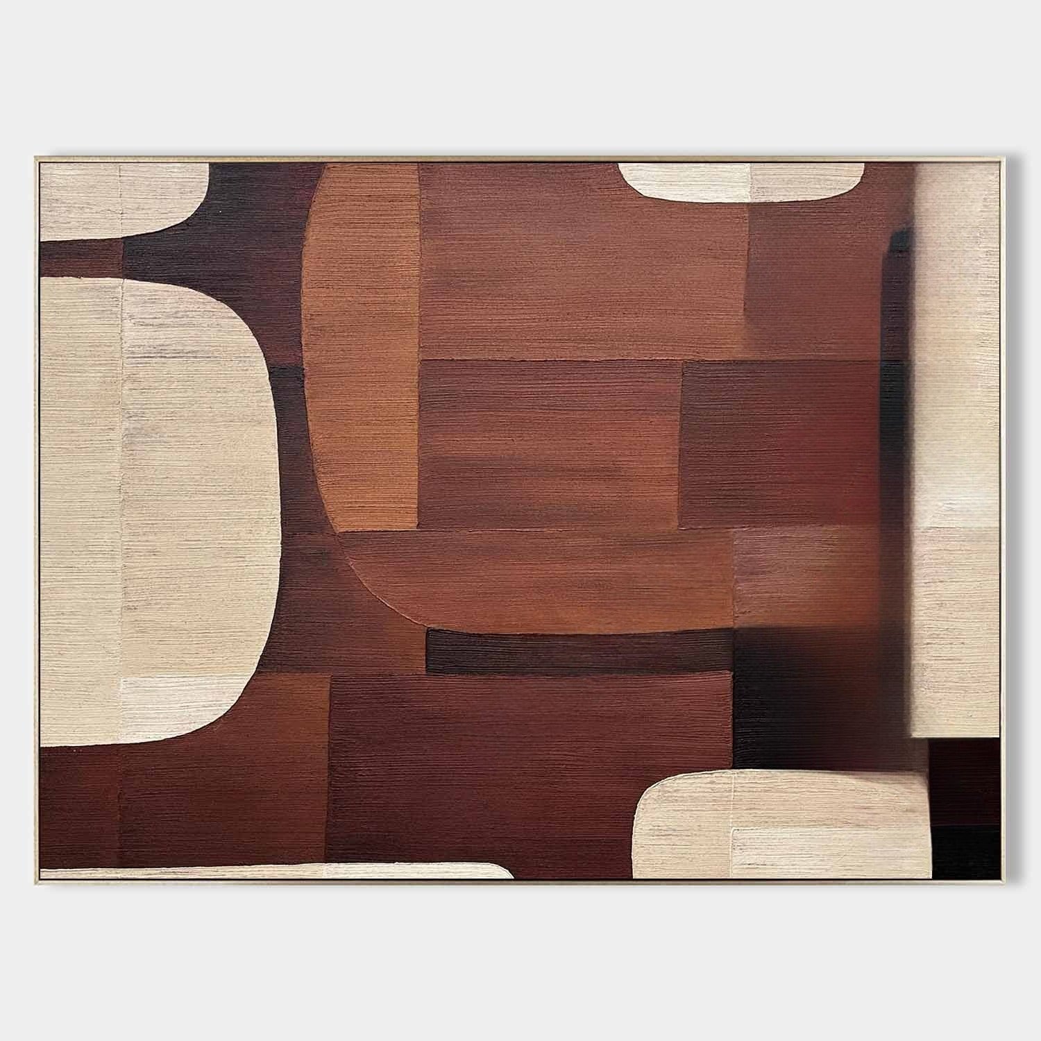 Wall Art Geometric Wood Grain Brown Beige