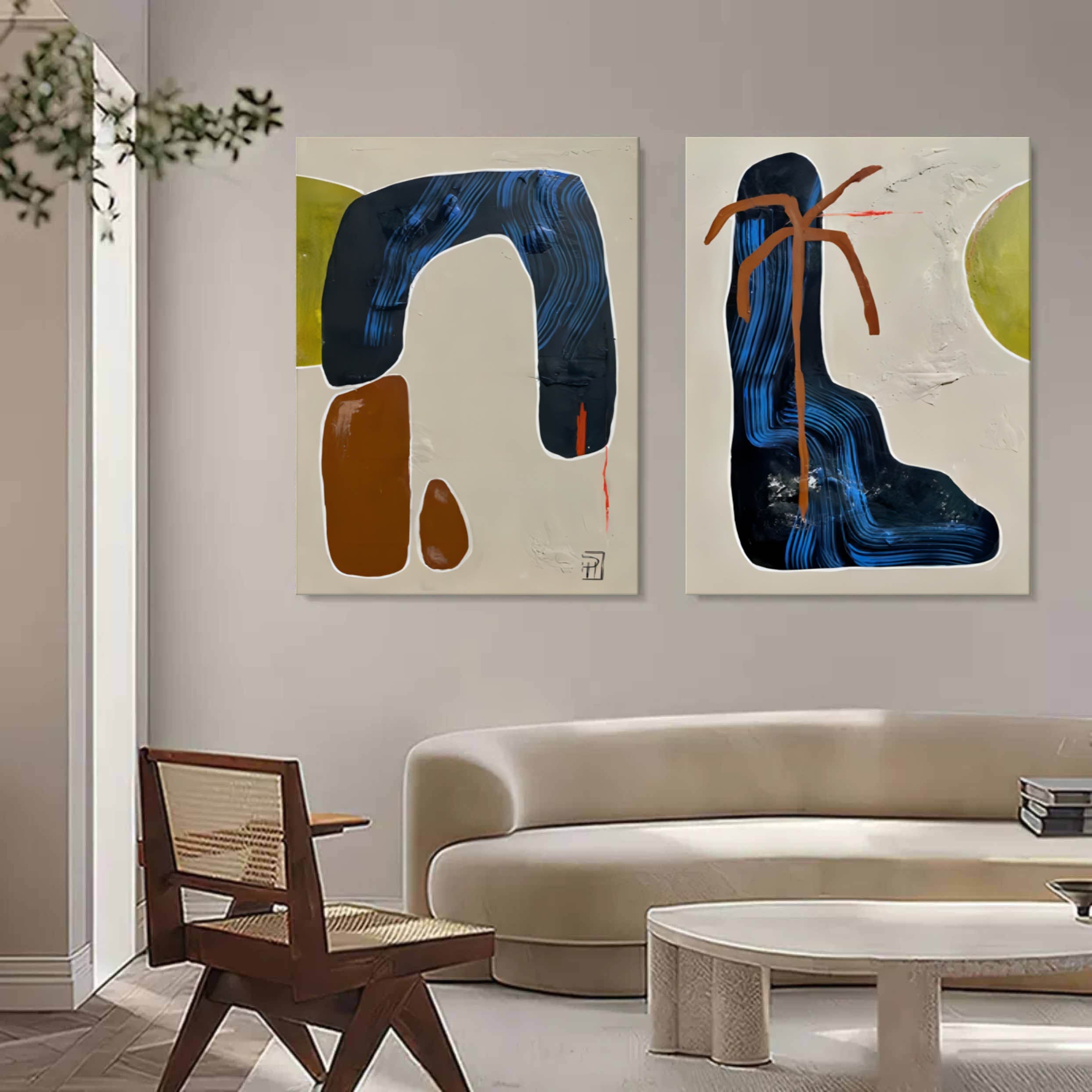 Abstract Painting Set Of 2 SP147 - Neutralighting