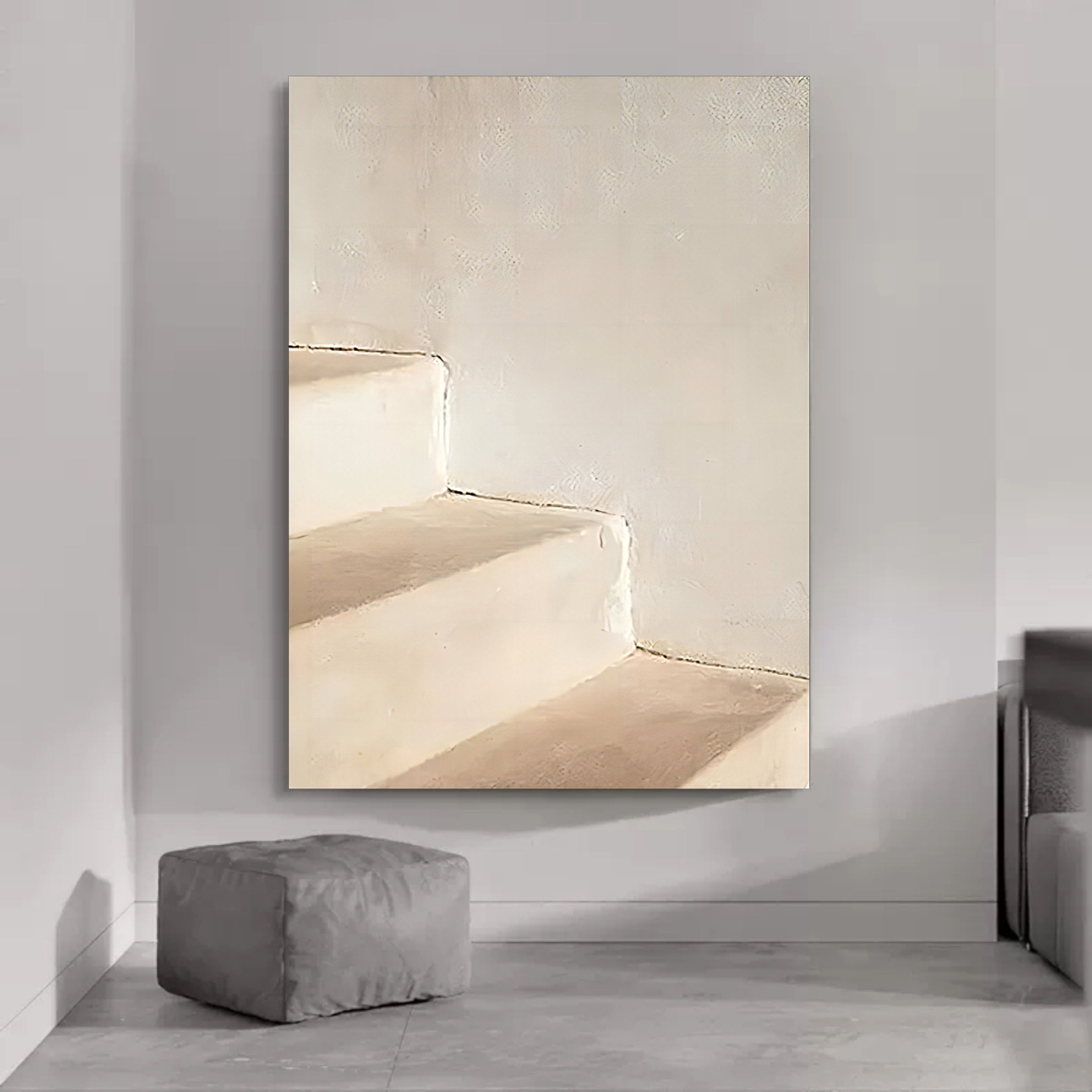 Wall Art Beige Minimalist Staircase Shadow