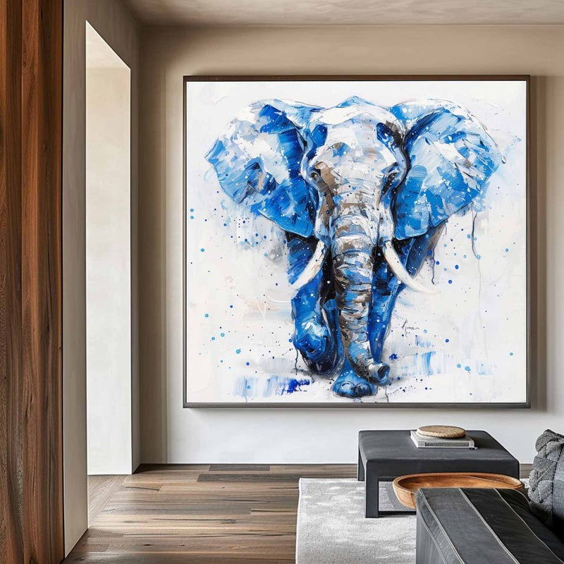 Blue Elephant Abstract Painting