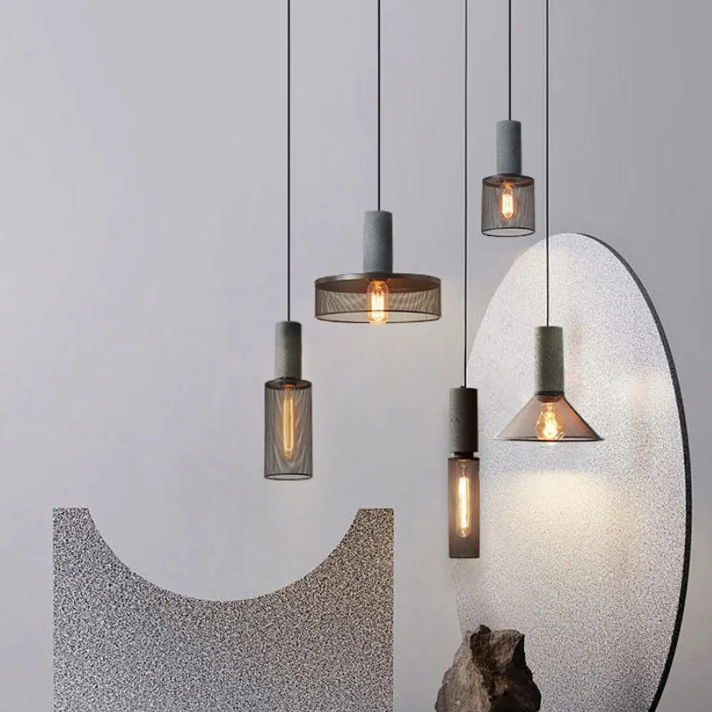 Xenith Industrial Cylindrical Pendant Light, Cement/Metal - Neutralighting