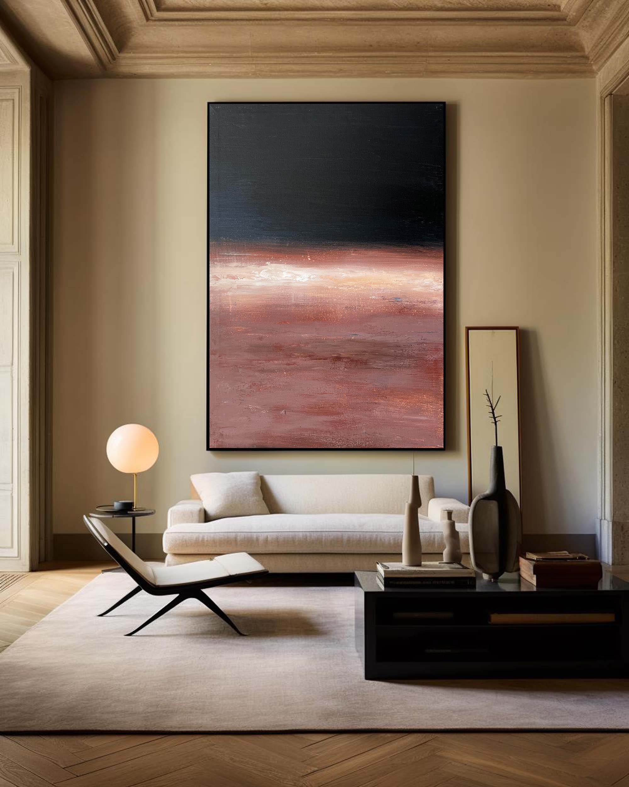 Dark Sunset Abstract Textured Linen Canvas Wall Decor