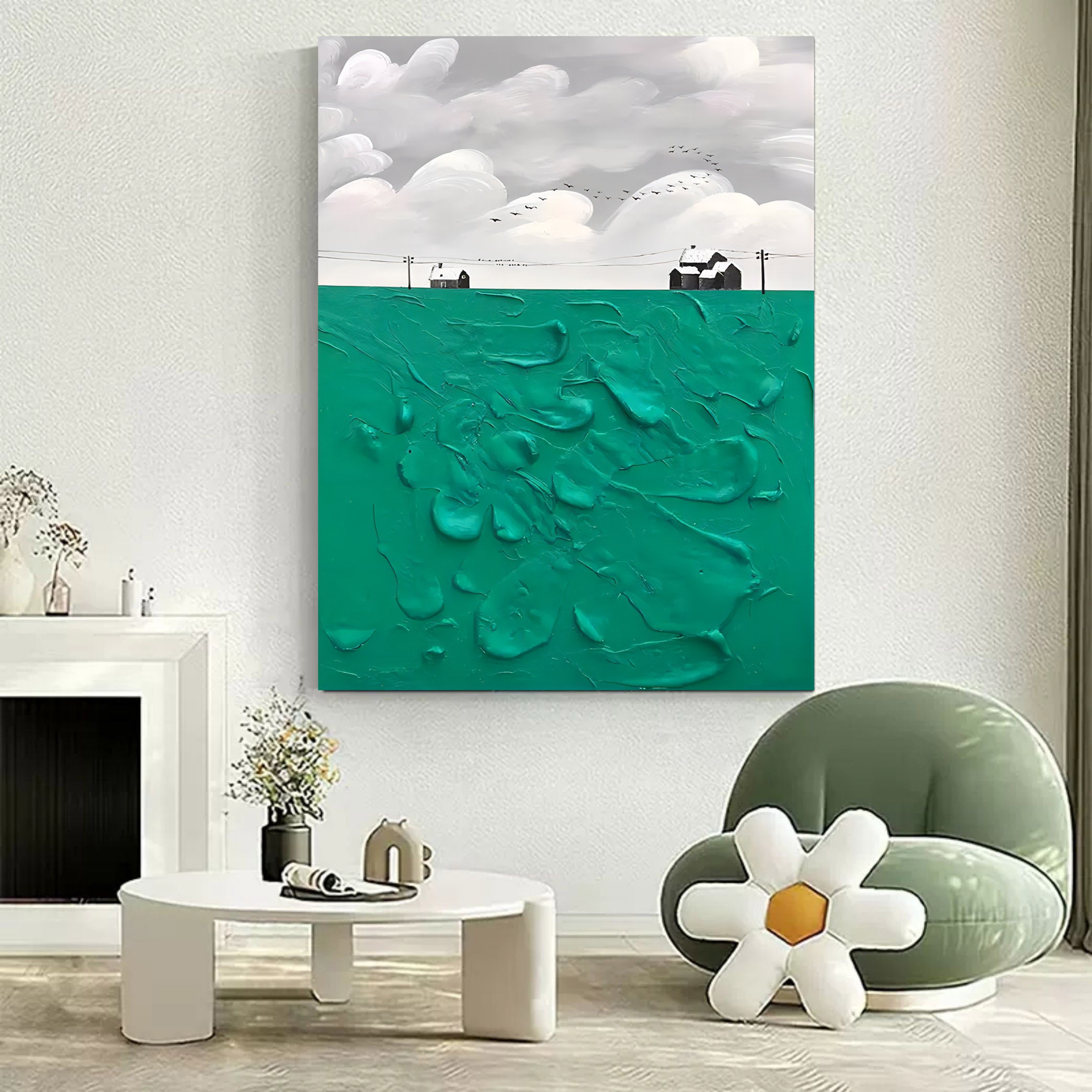 Wall Art Teal Green Countryside Farmhouse