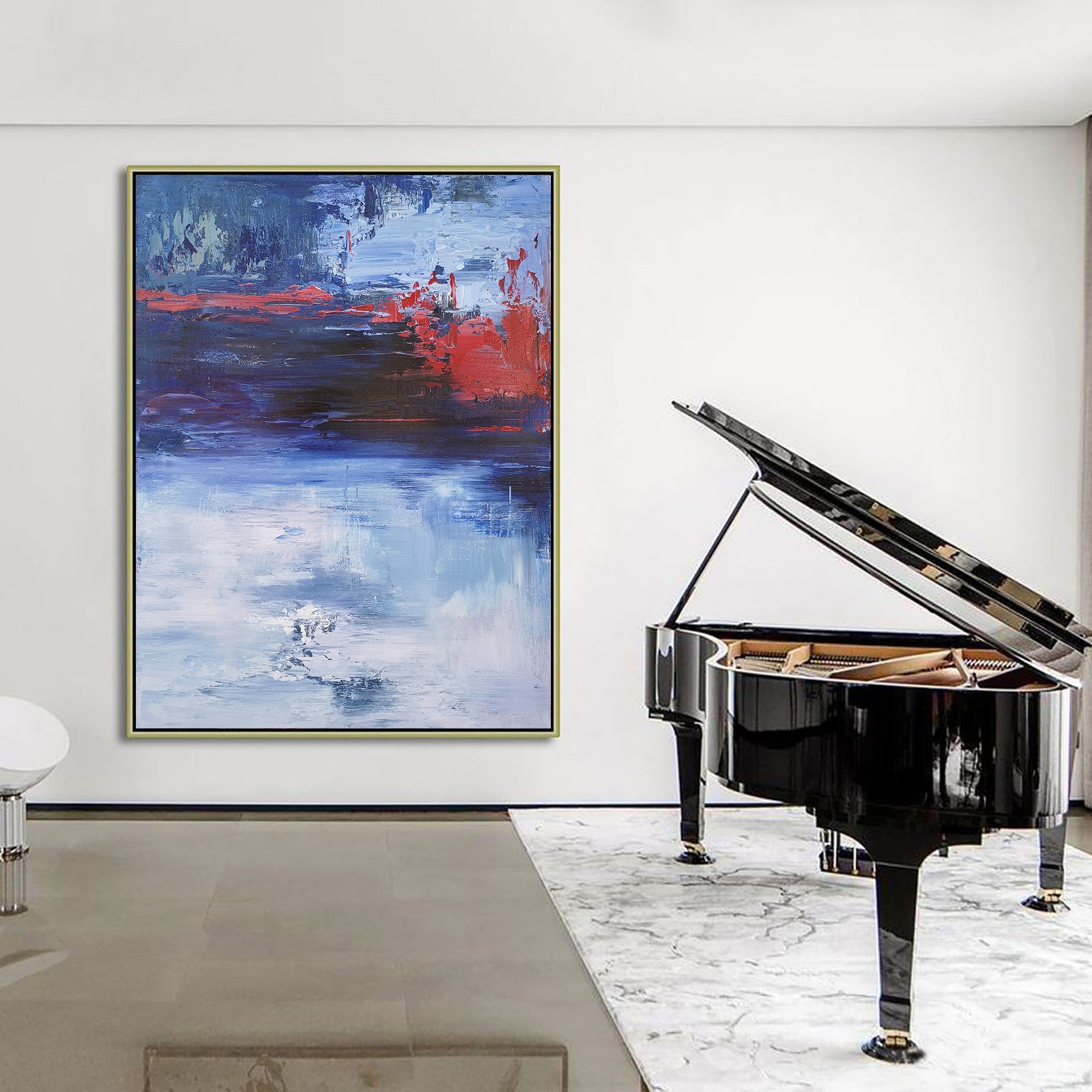 Blue Red Abstract Expressionist Painting