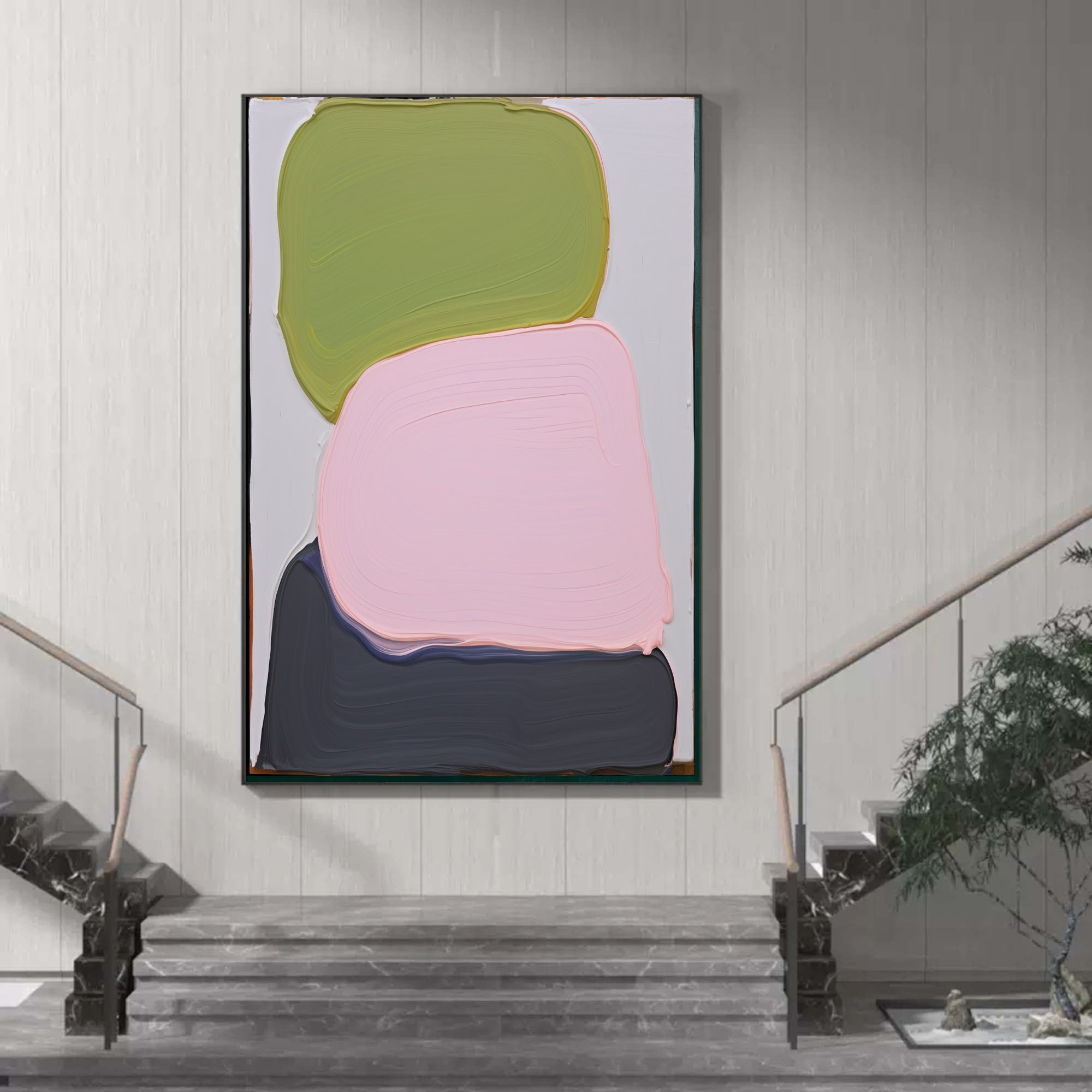 Wall Art Sage Green Pink Charcoal