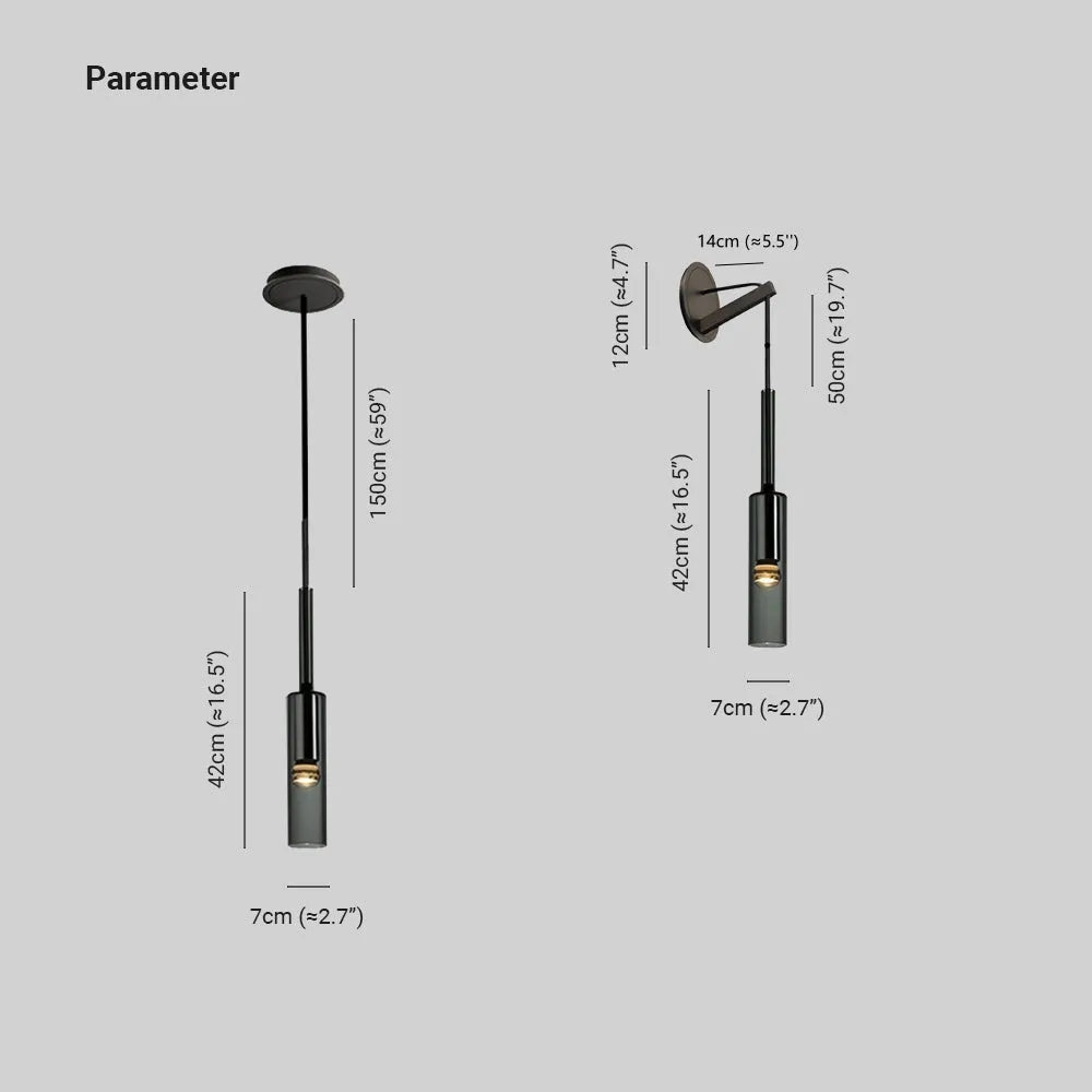 Zeyro Modern Black Glass Streamlined Pendant light/Wall Lamp - Neutralighting