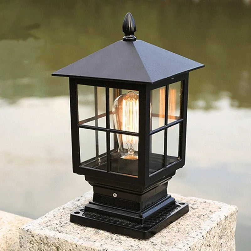 Etilo Modern Metal Glass Lantern LED Outdoor Light Post - Neutralighting
