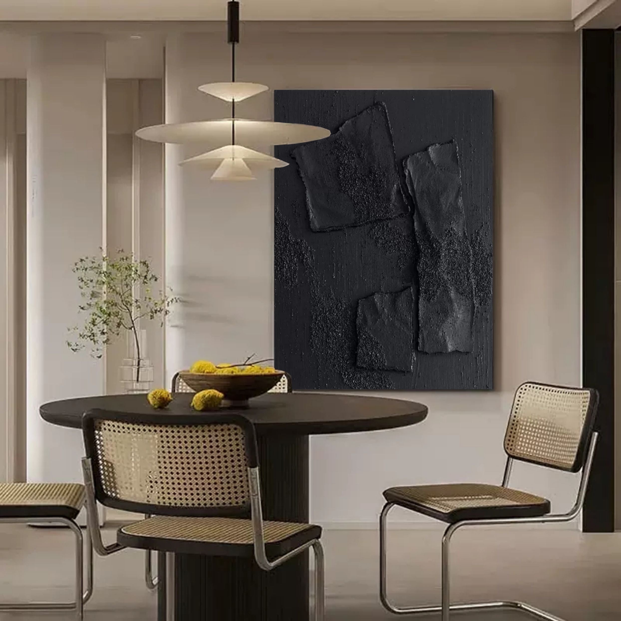 Wall Art Black Monochrome Irregular Block