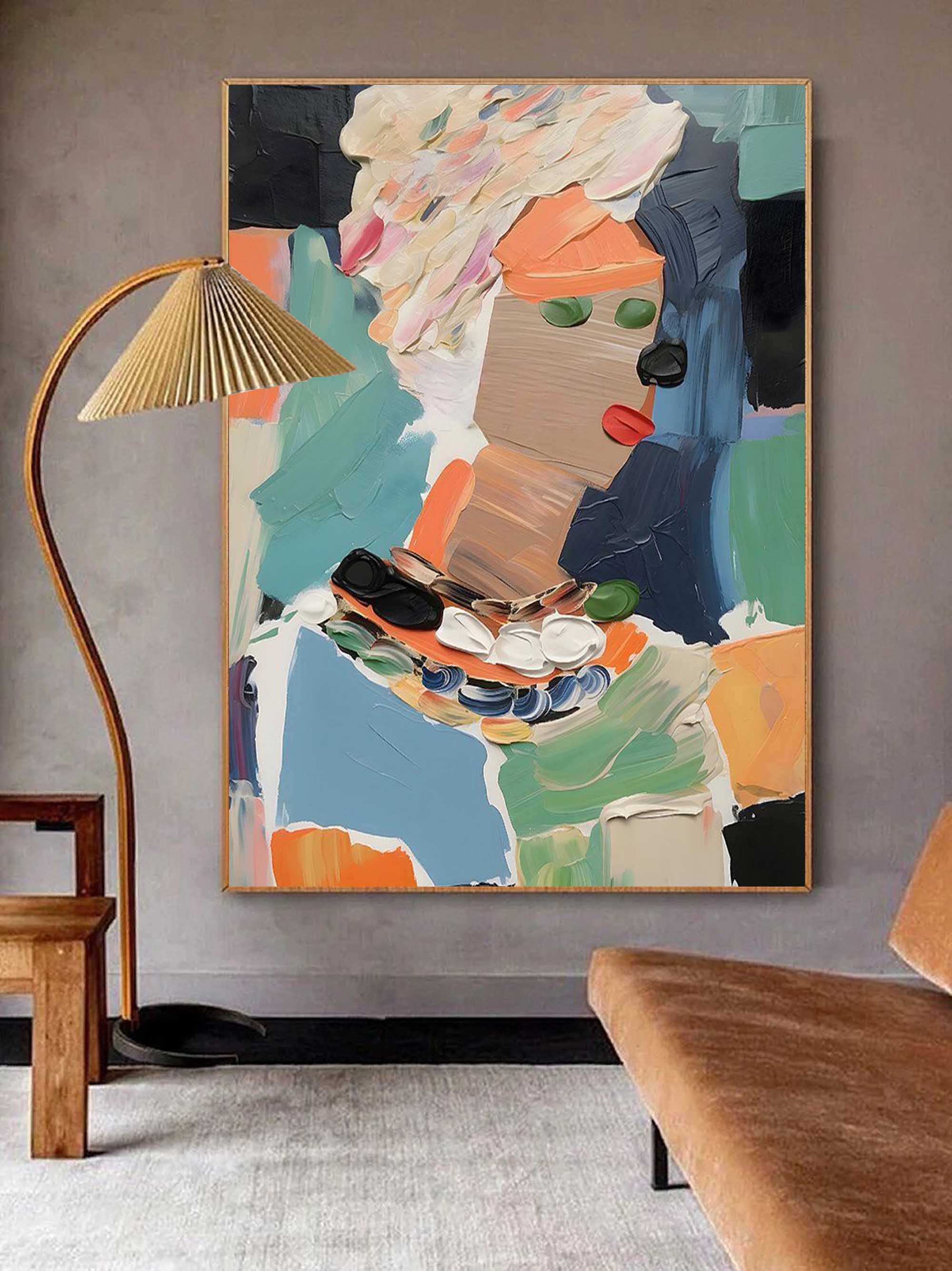 Wall Art Colorful Abstract Portrait Personality Linen