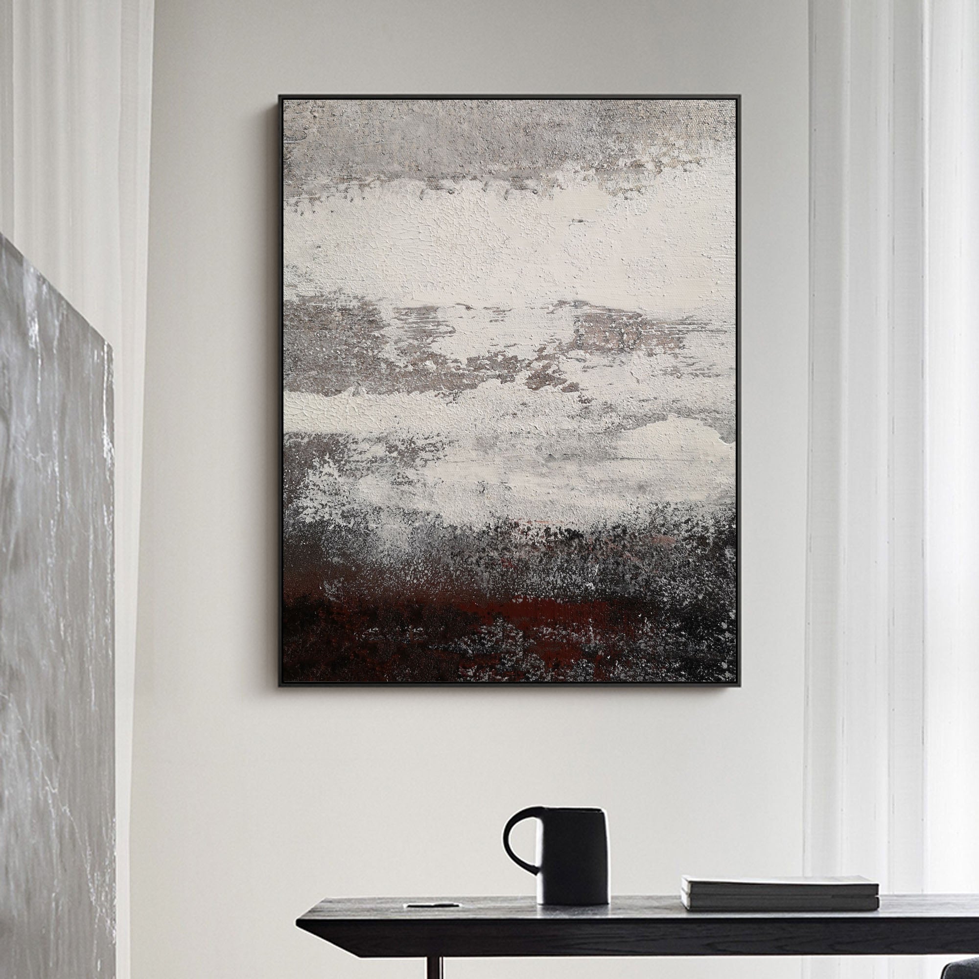 Grey And White Abstract Painting