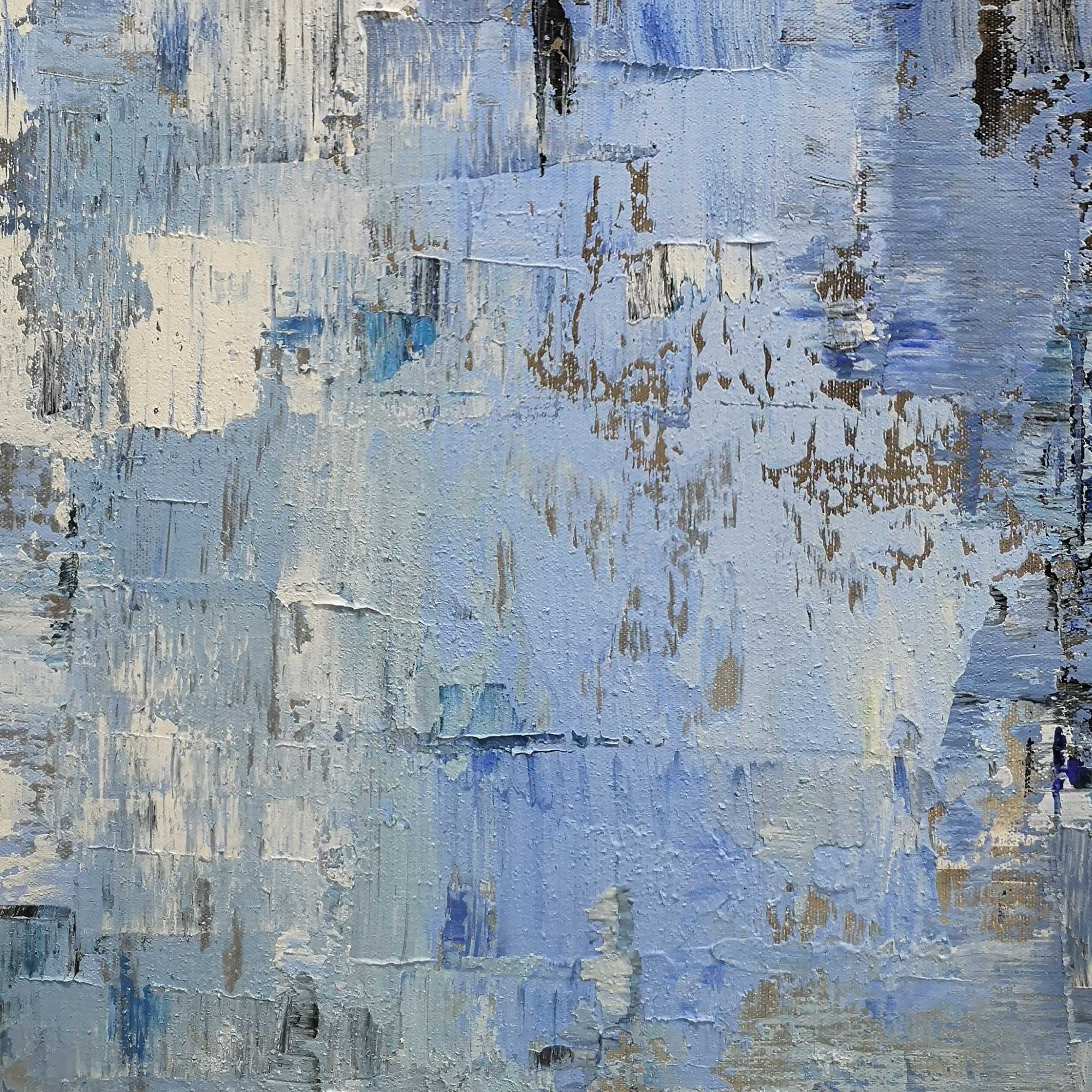 Blue Grey Abstract Textured Painting