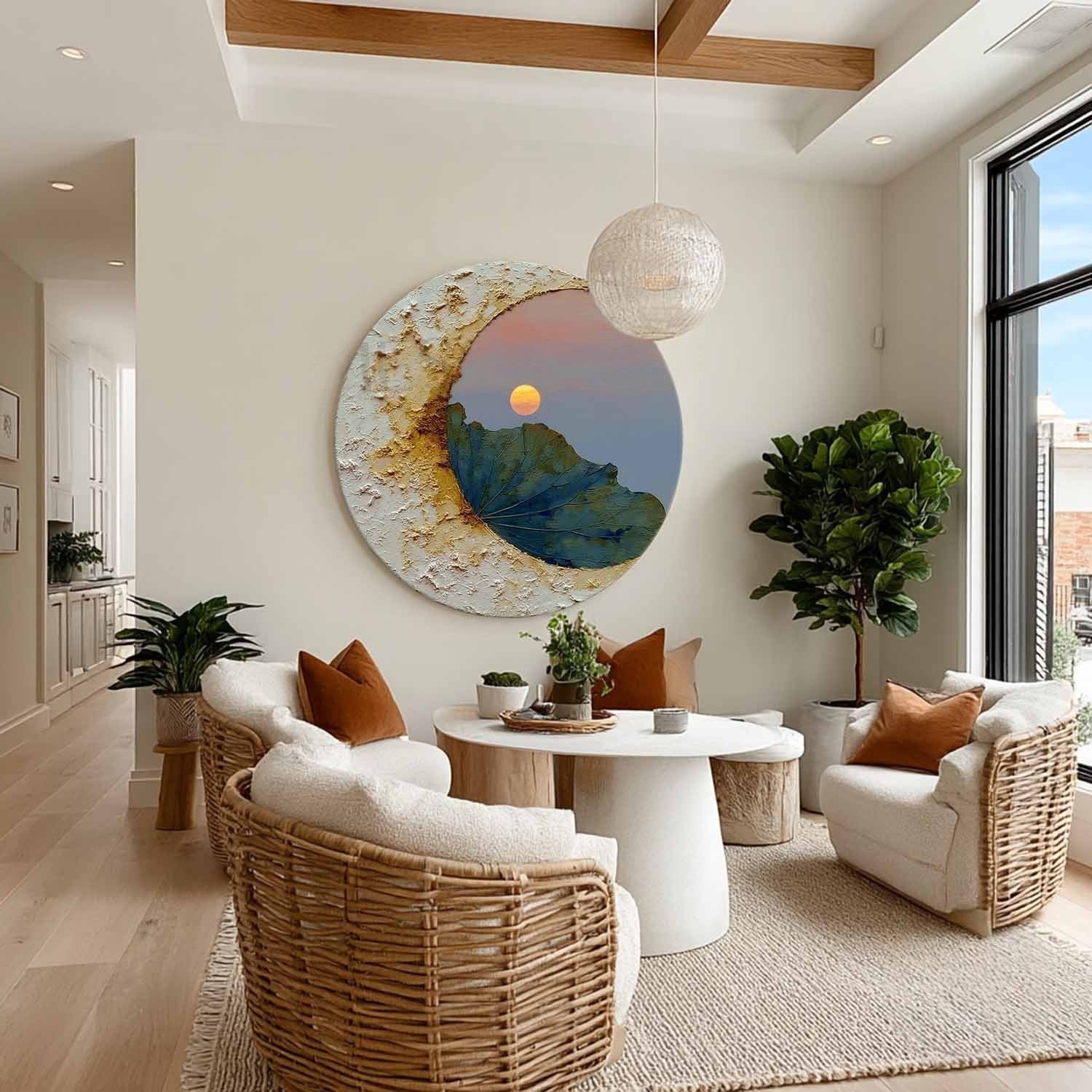 Wall Art Circular Impasto Lotus