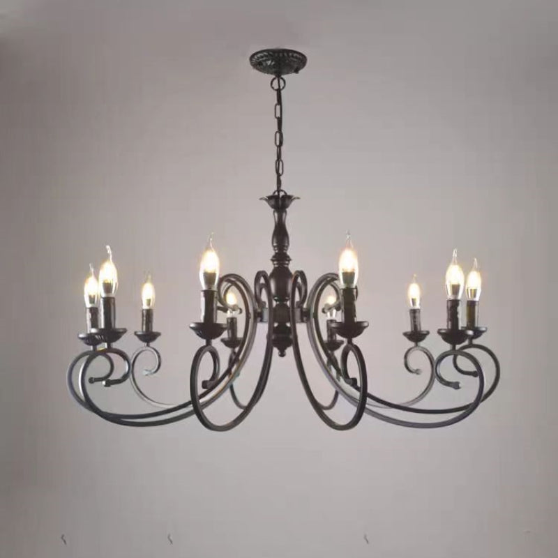 Silva Creative Retro Candle Chandelier Black Metal Bedroom - Neutralighting