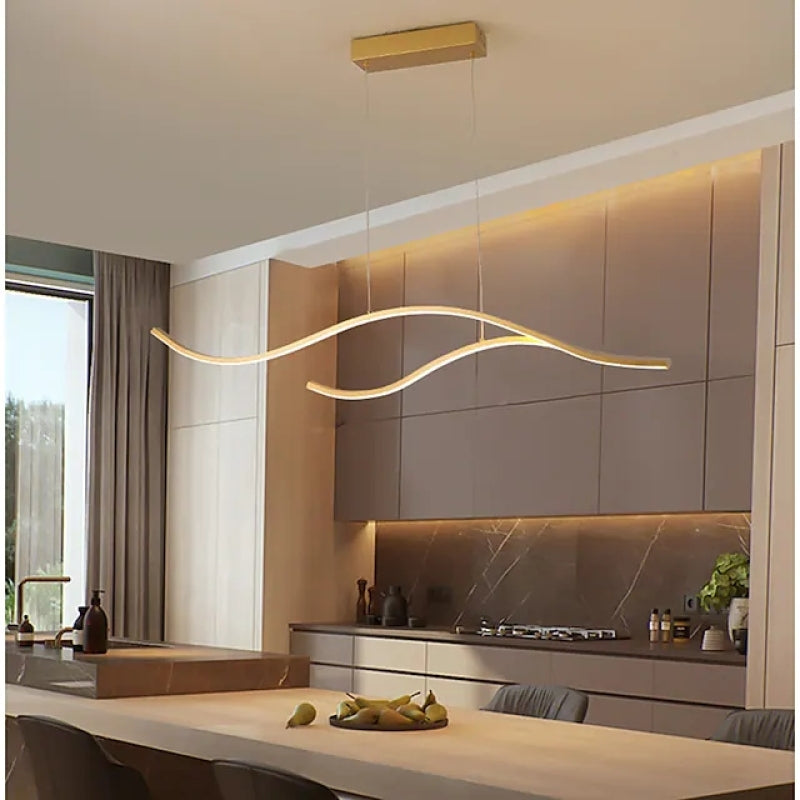 Arisha Curved Linear Pendant Light, Black/Gold - Neutralighting