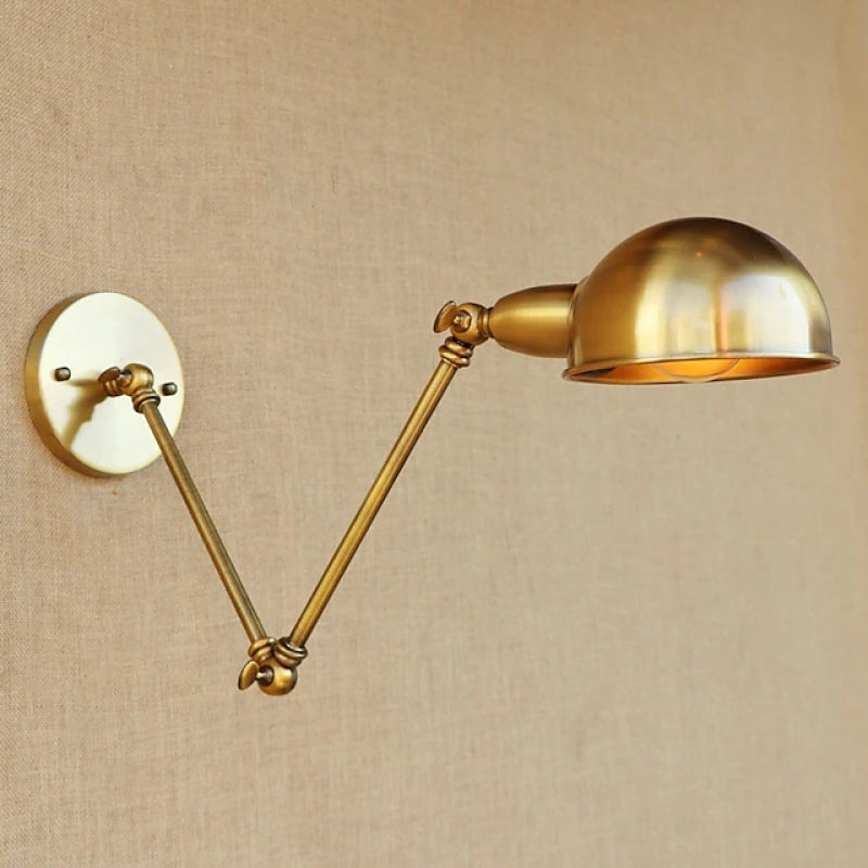 Epoch Vintage Semi-sphere Metal Swing Arm Foldable Wall Lamp, Bronze - Neutralighting