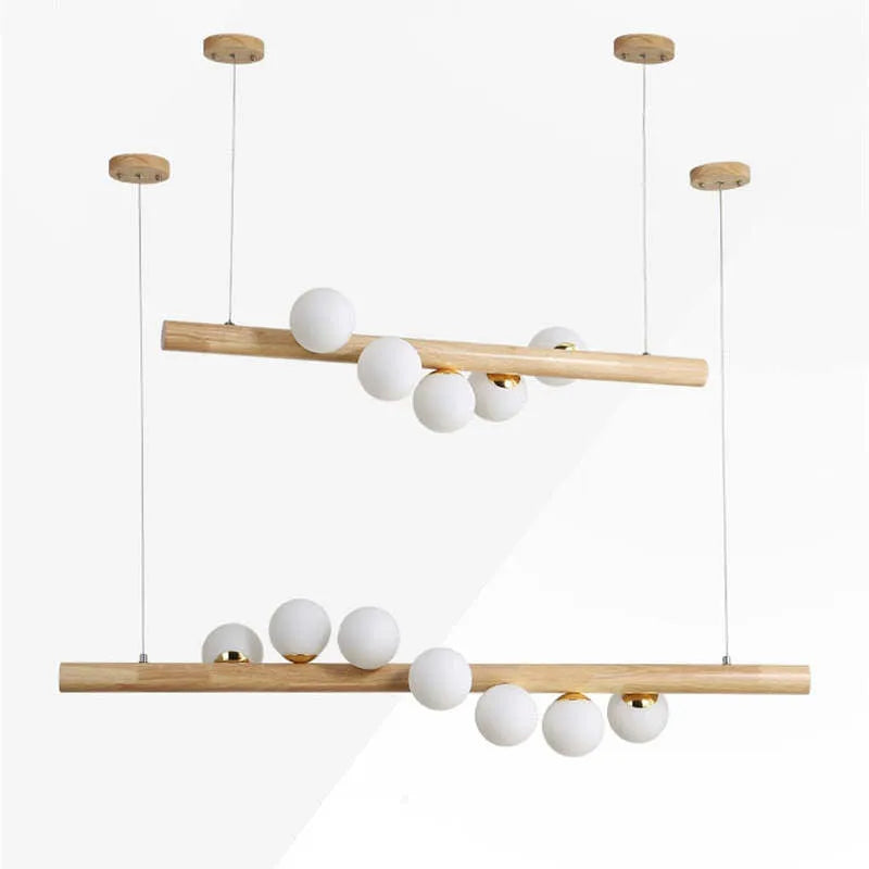 Valentina Glass Bubble Pendant Light Wood/Walnut - Neutralighting