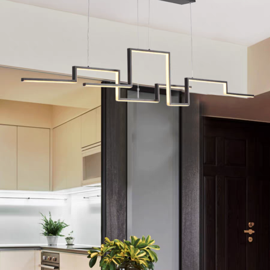 Arisha Designer Linear Metal Pendant Light, Black/Gold - Neutralighting