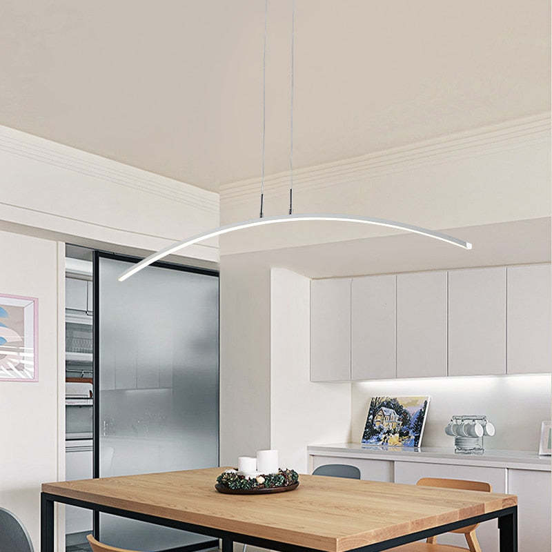 Arisha Curved Linear Pendant Light for Dining Room, Black/White - Neutralighting
