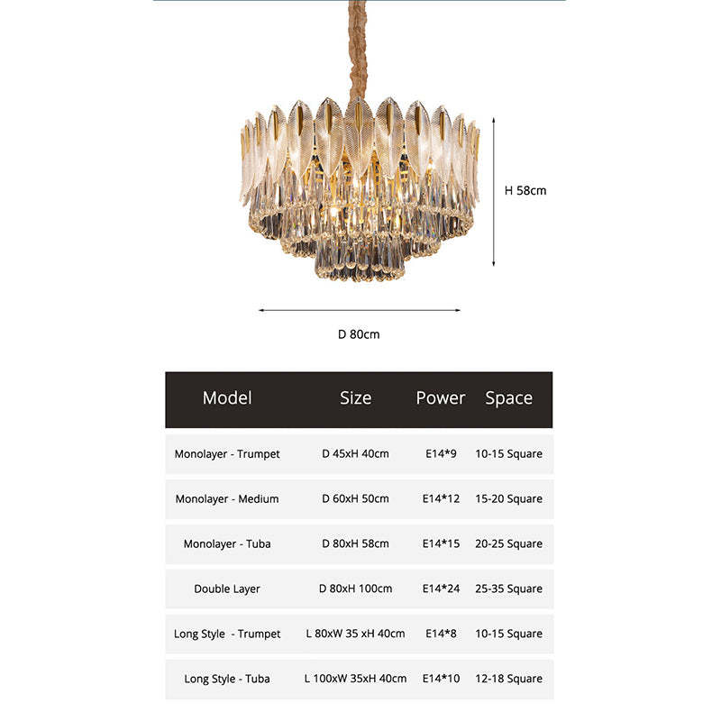 Arisha Luxury Feather Crystal Chandelier, Living Room - Neutralighting