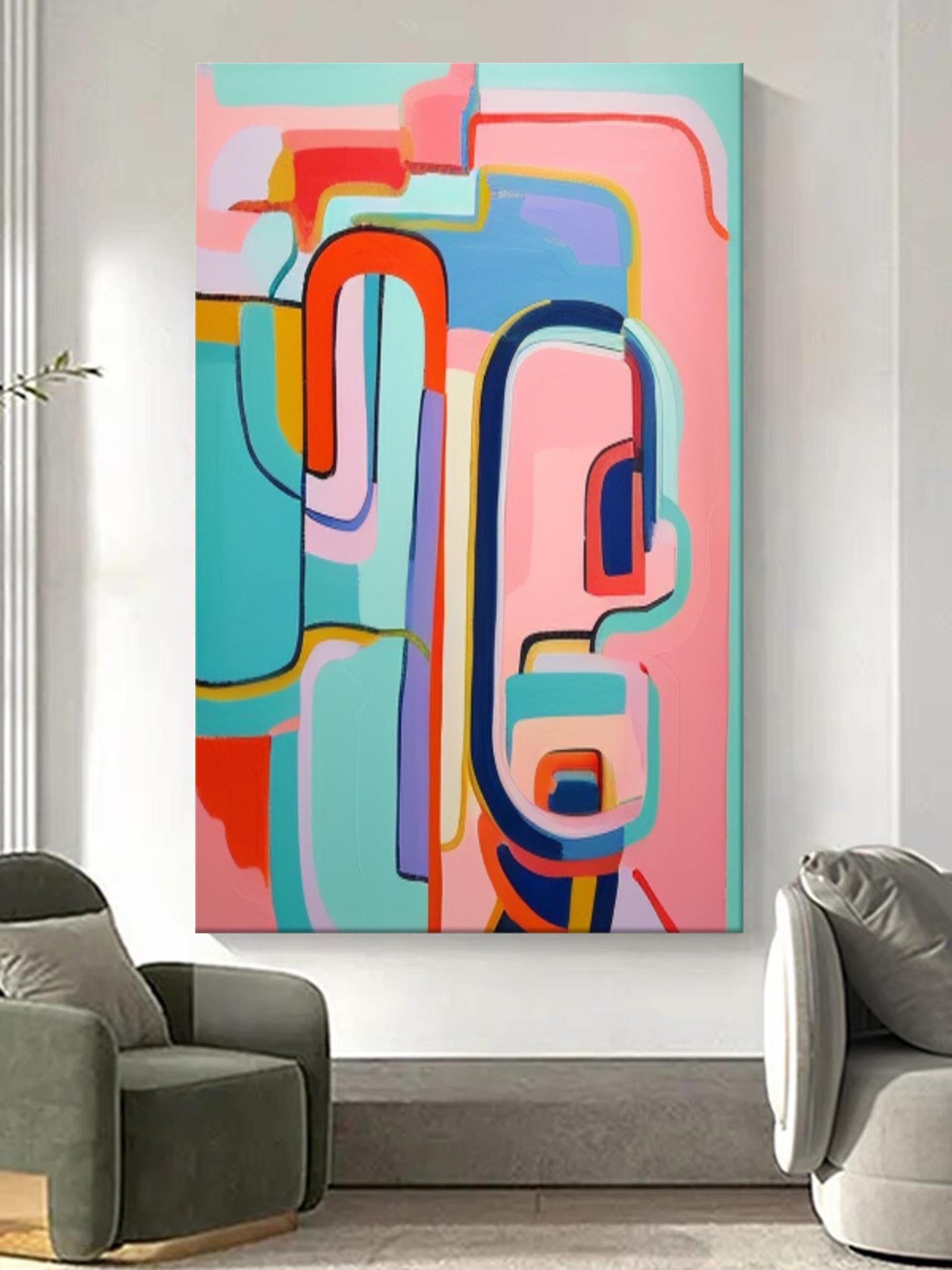 Wall Art Pink Abstract Atmosphere Pastel Pop