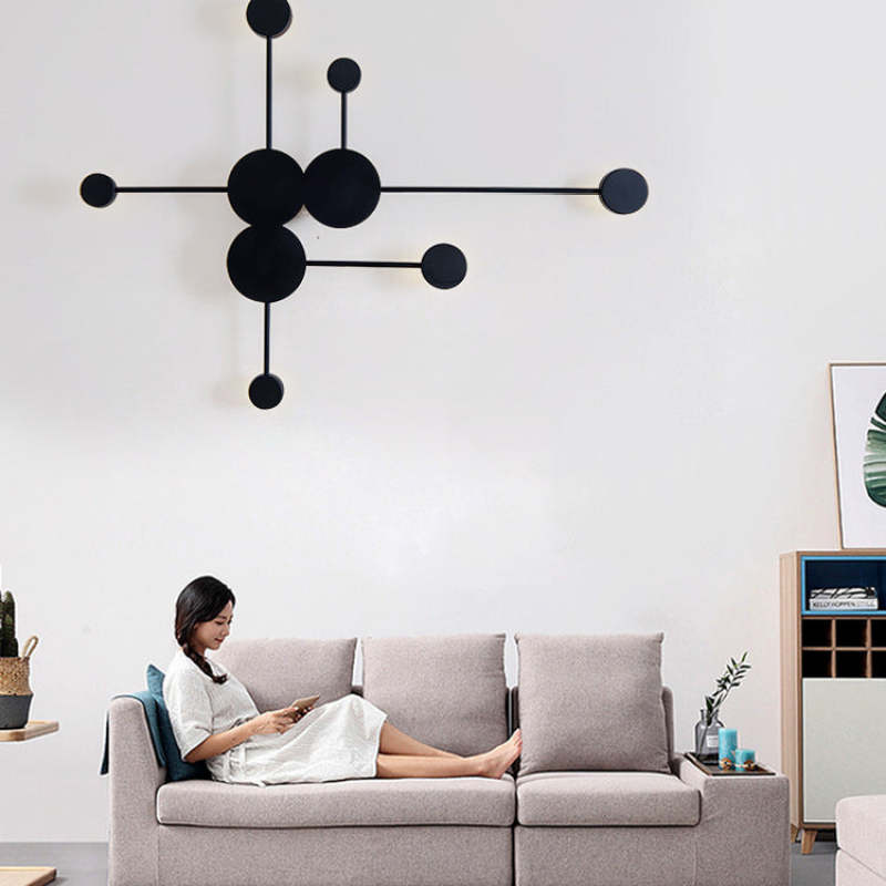Arisha Modern Nordic Chessboard Metal Wall Lamp, Black - Neutralighting