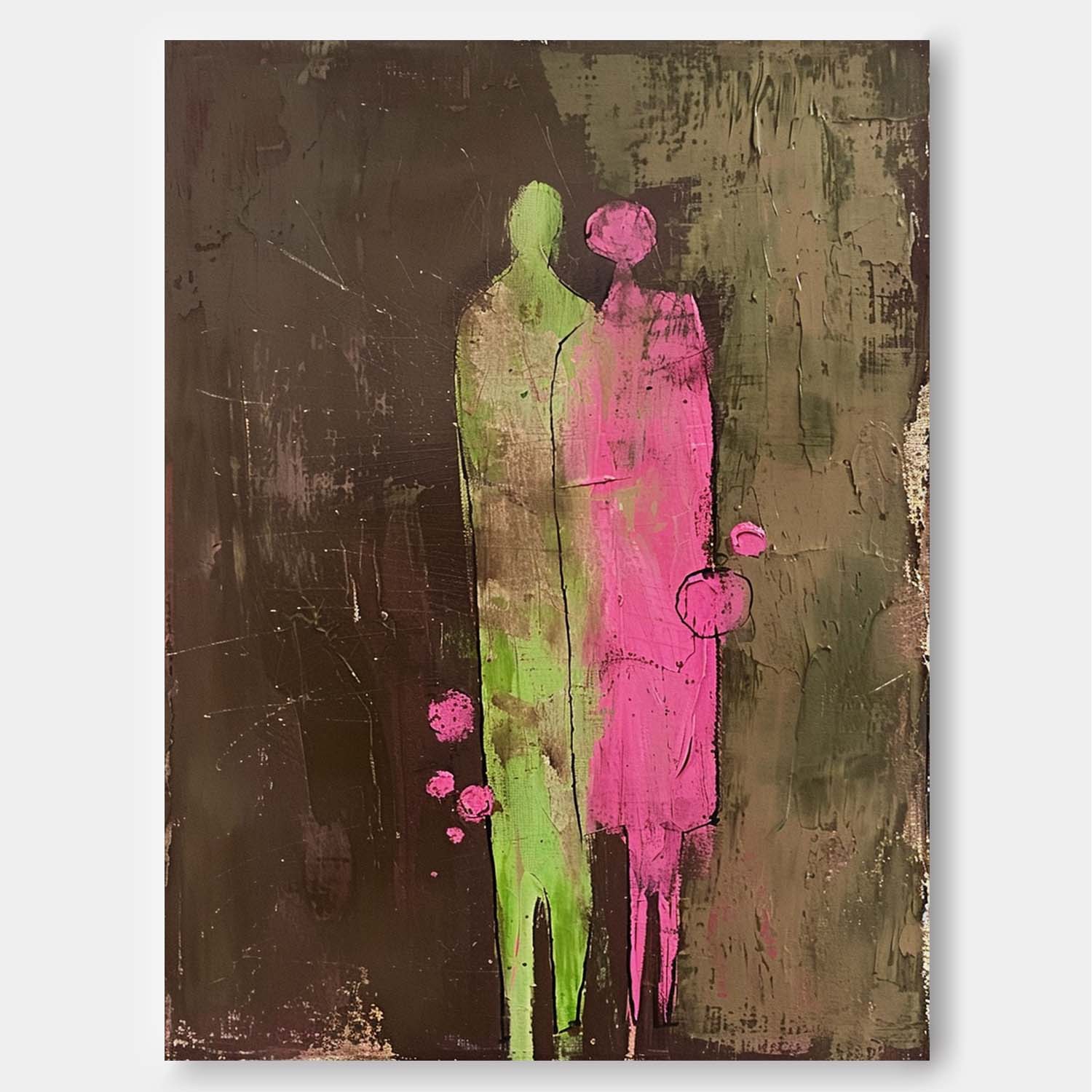 Wall Art Impasto People Silhouette Romantic Decor