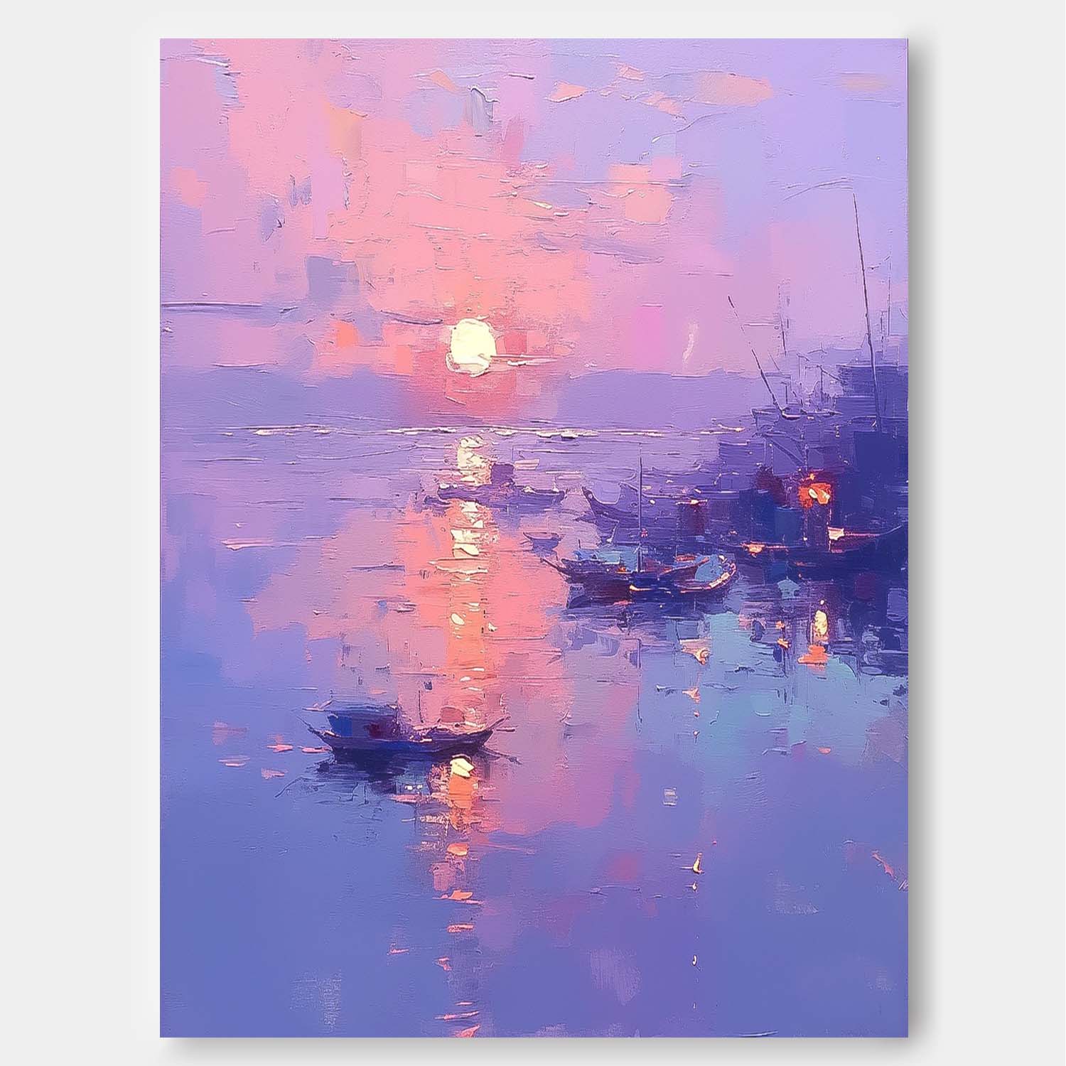 Pastel Sunset Harbor Abstract Wall Art