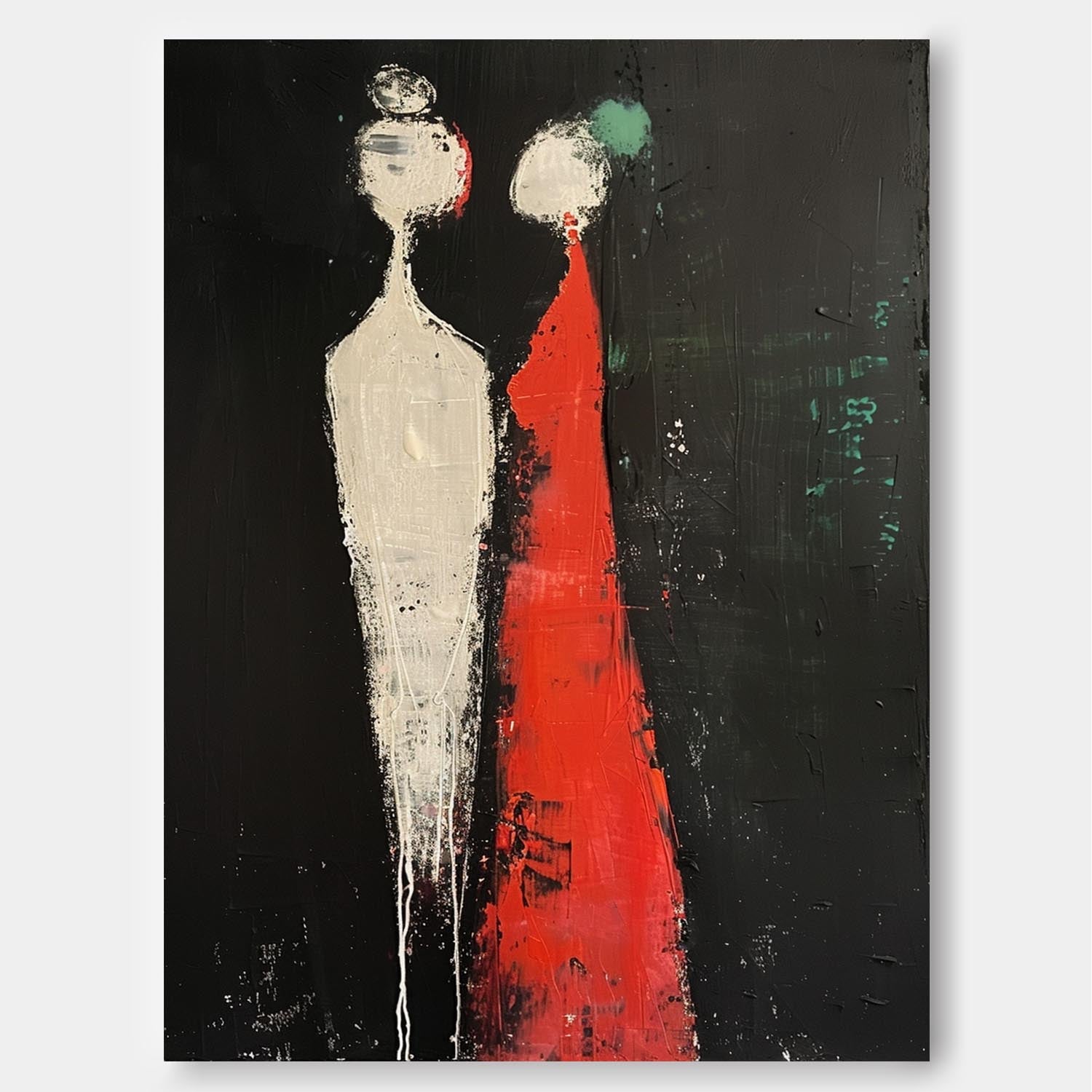 Stark Contrast Figurative Couple Canvas Art