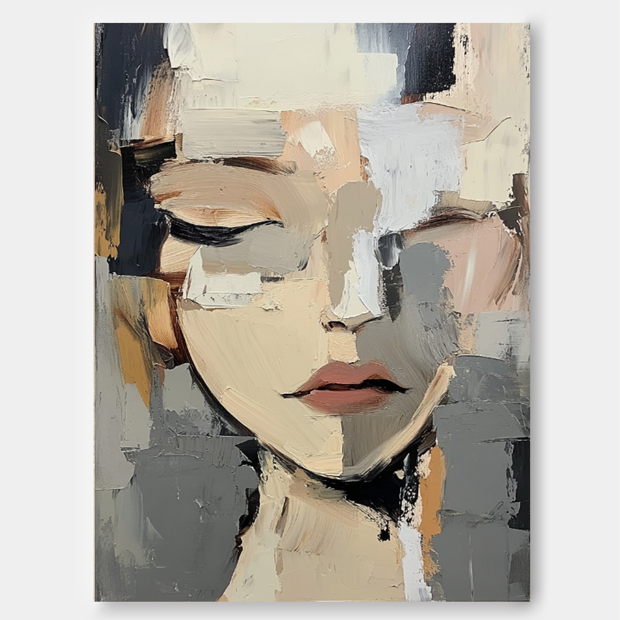 Wall Art Abstract Closed Eye Female Portrait