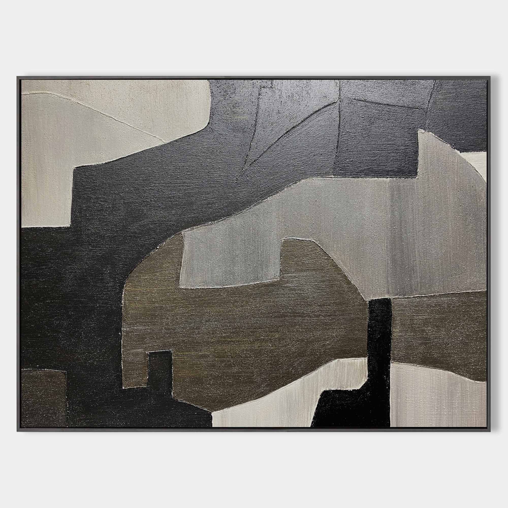 Black And Grey Abstract Painting ABAH62 - Neutralighting
