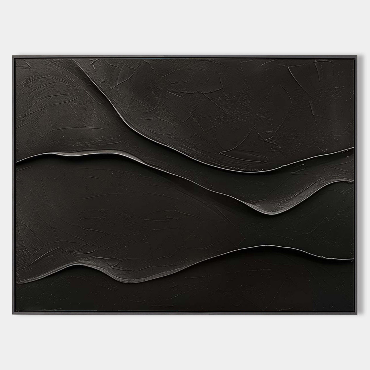 Black Layered Wave Textured Painting