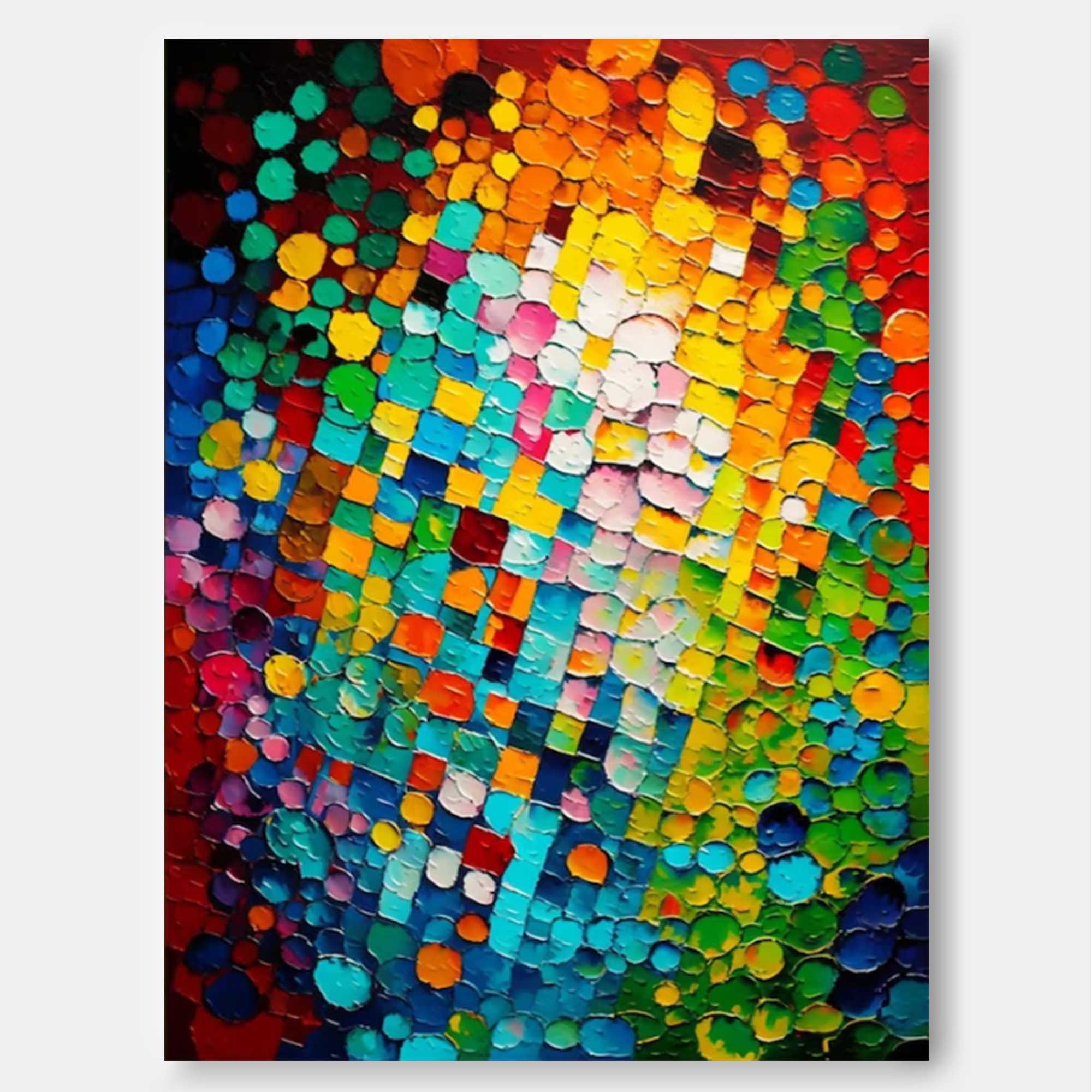 Wall Art Impasto Vibrant Multicolor Dot Mosaic
