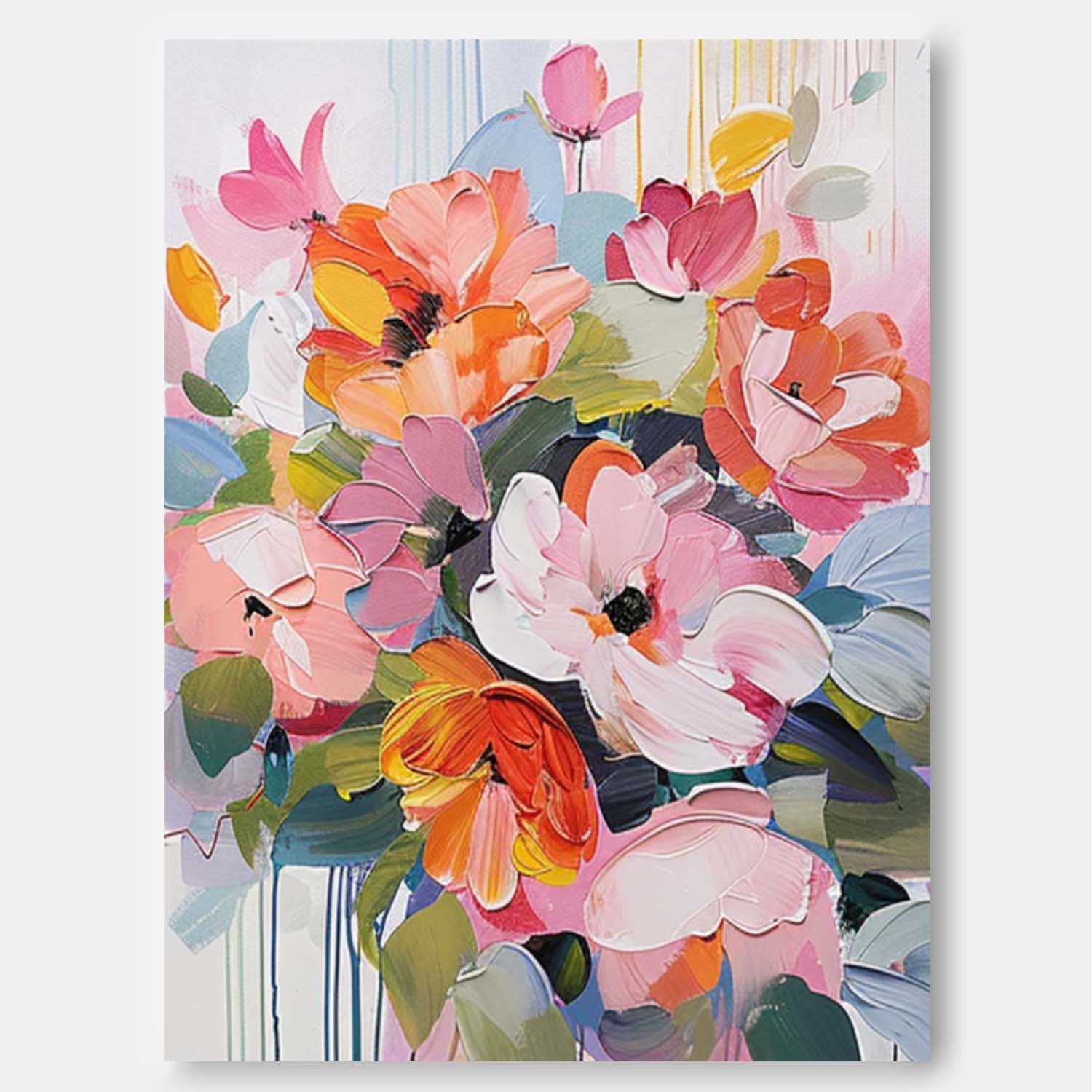 Rich‑Hue Textured Spring Floral Wall Art