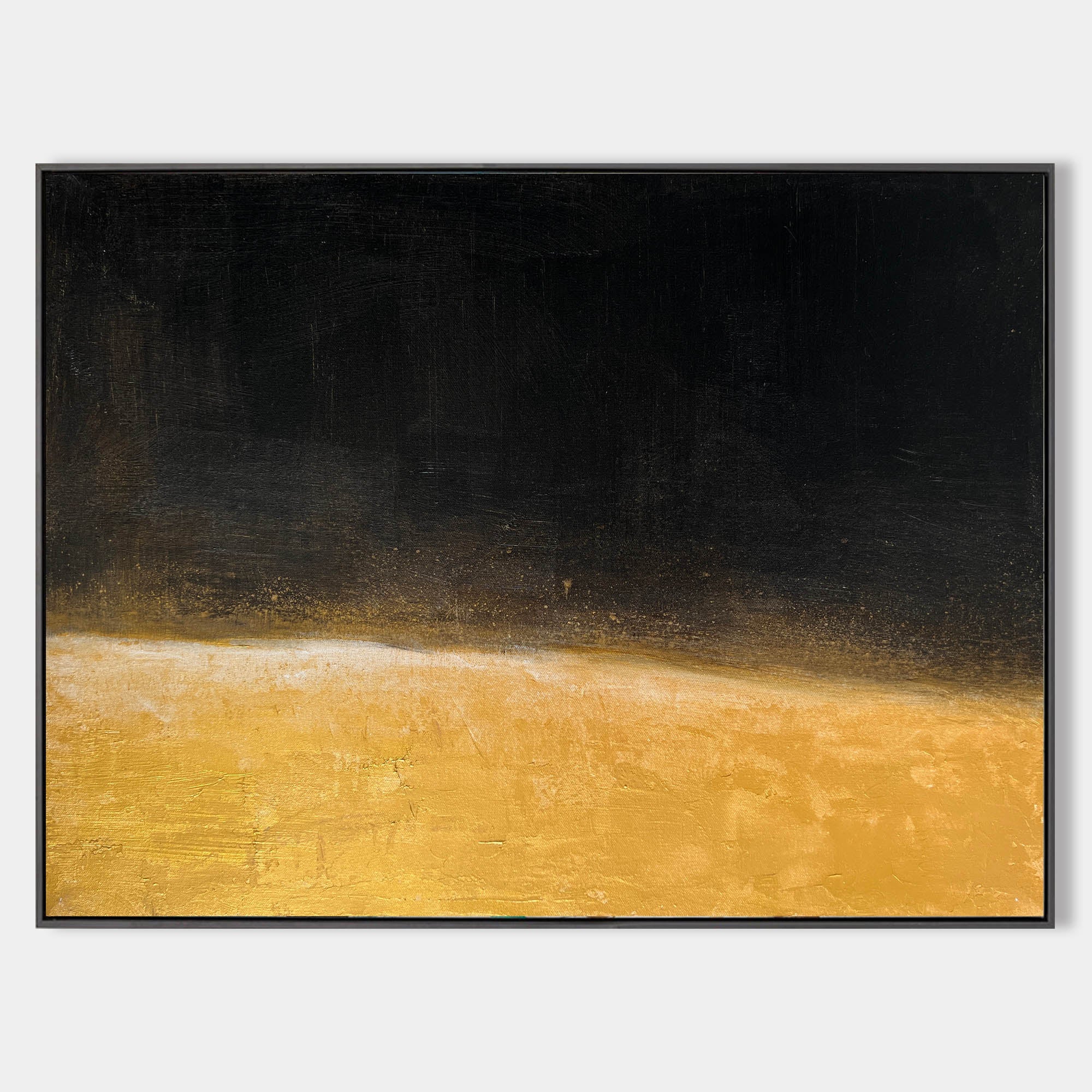 Dark Horizon Minimal Abstract Unstretched Linen Canvas Wall Art