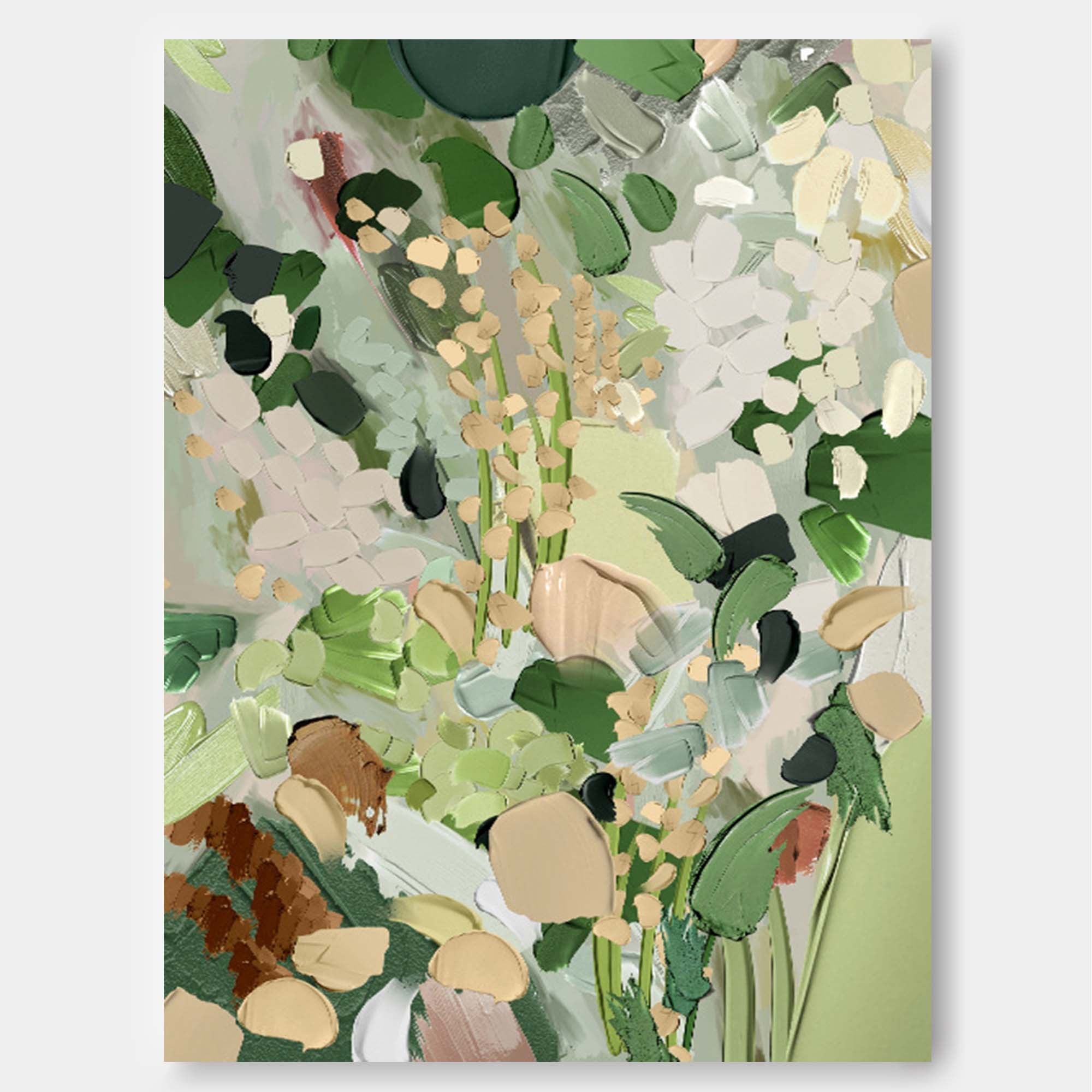 Wall Art Muted Green Tone Wild Spring Floral Bouquet