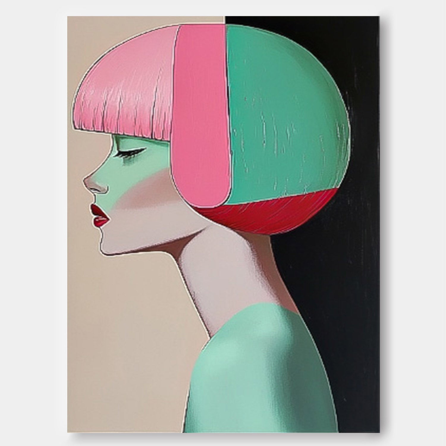 Geometric Color Block Female Portrait
