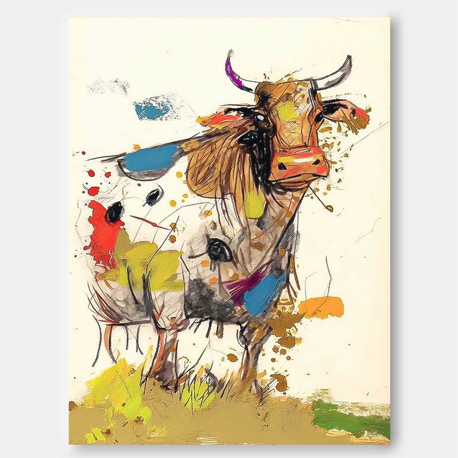Wall Art Animal Maximalist Farm Cow