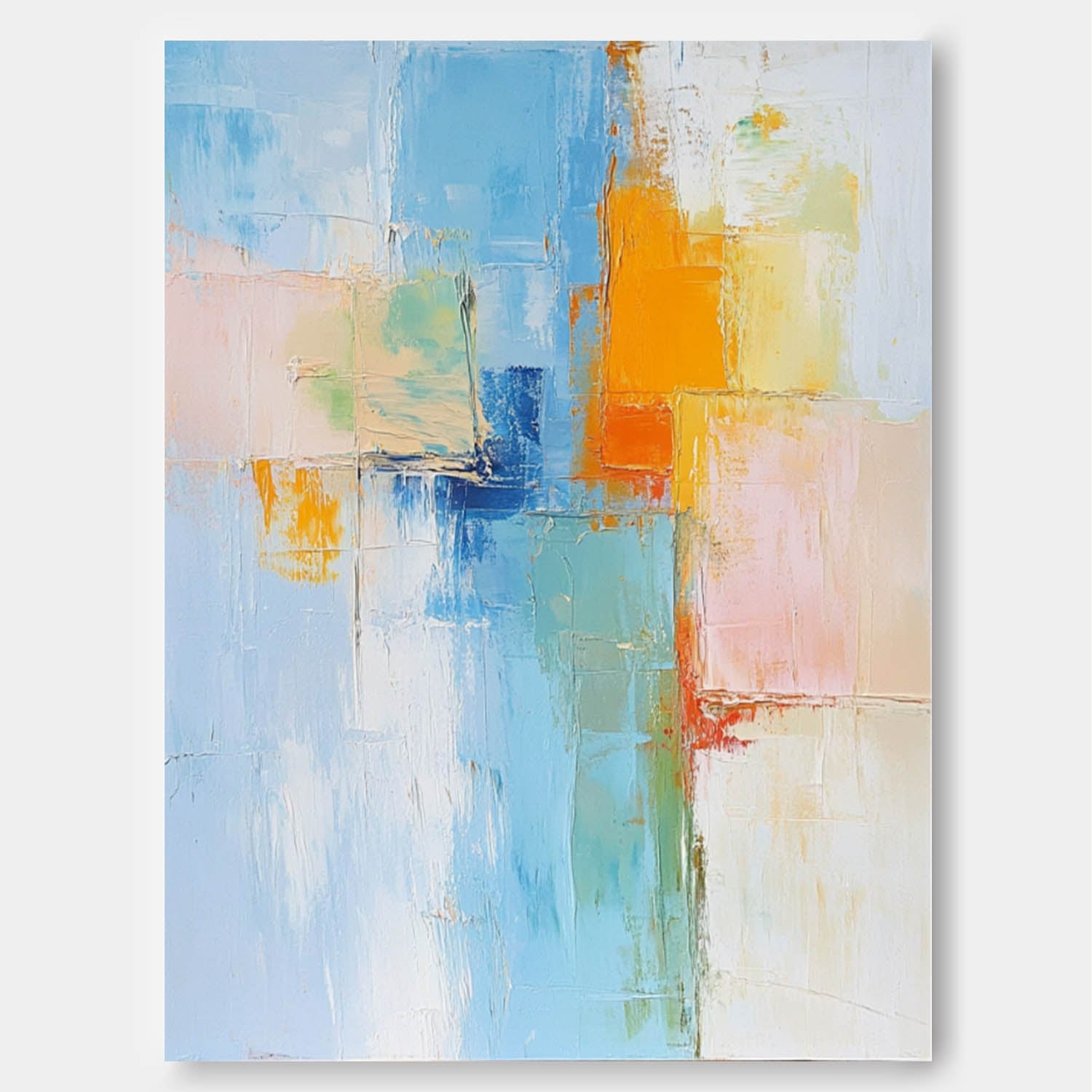 Pastel Abstract Color Block Oil Painting